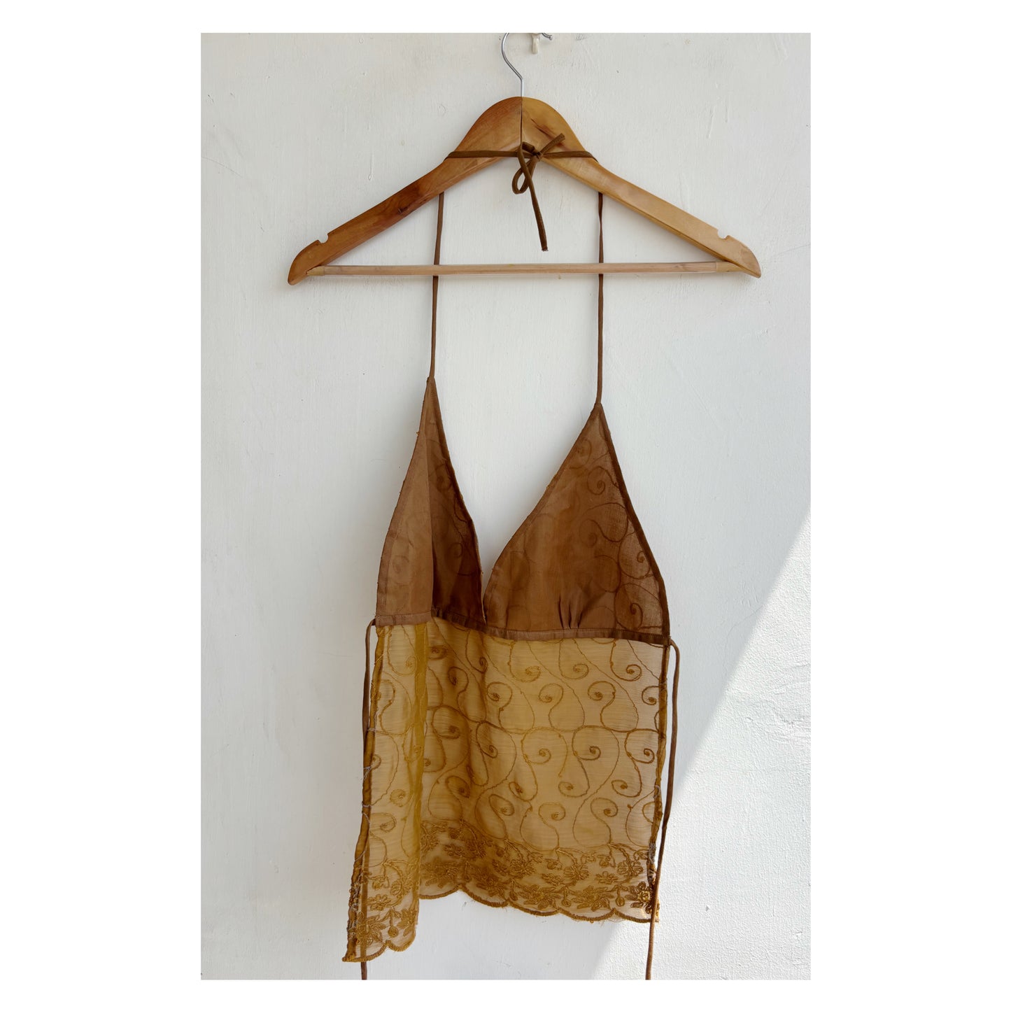 Coffee paisley embroidered top