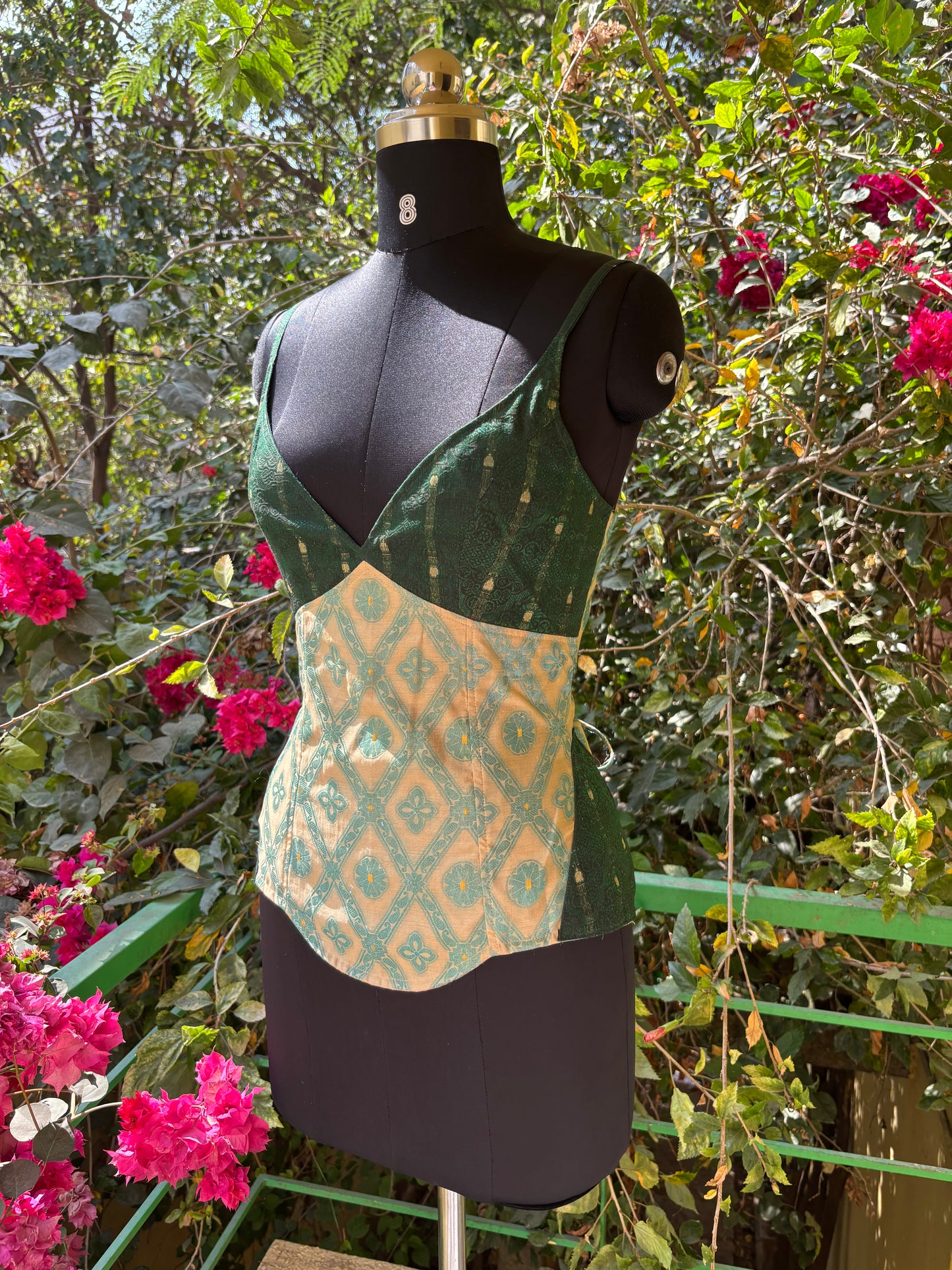 Emerald with Indian motif corset