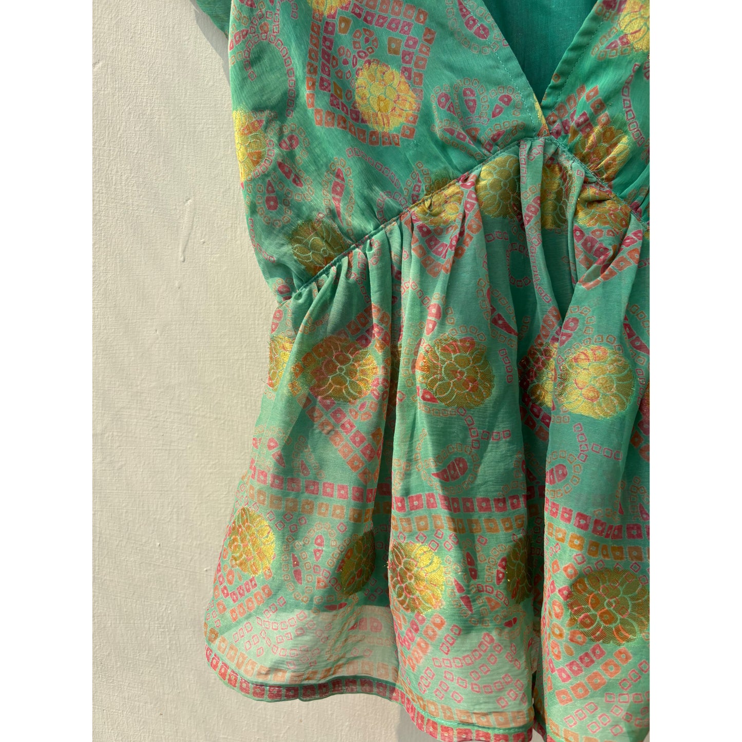 Green Boho Print Top