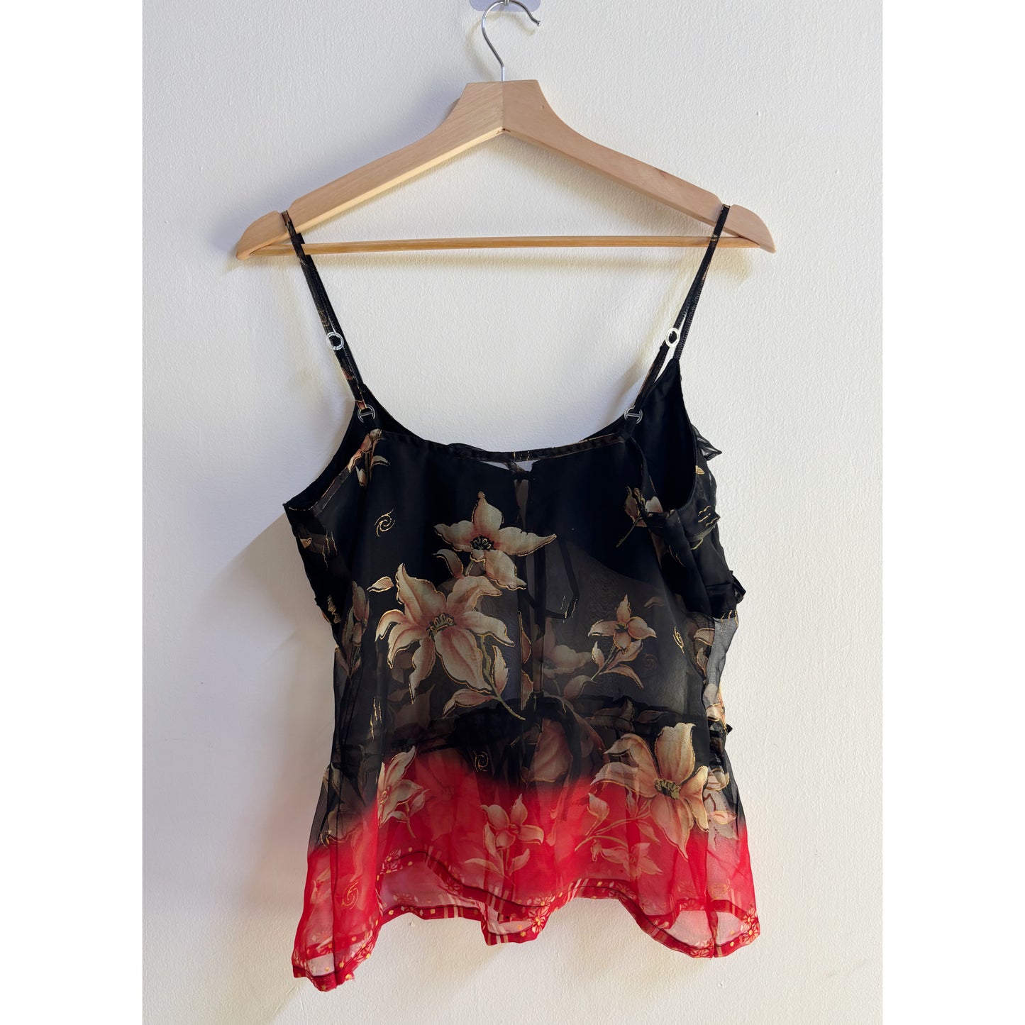 Black and red gold floral top