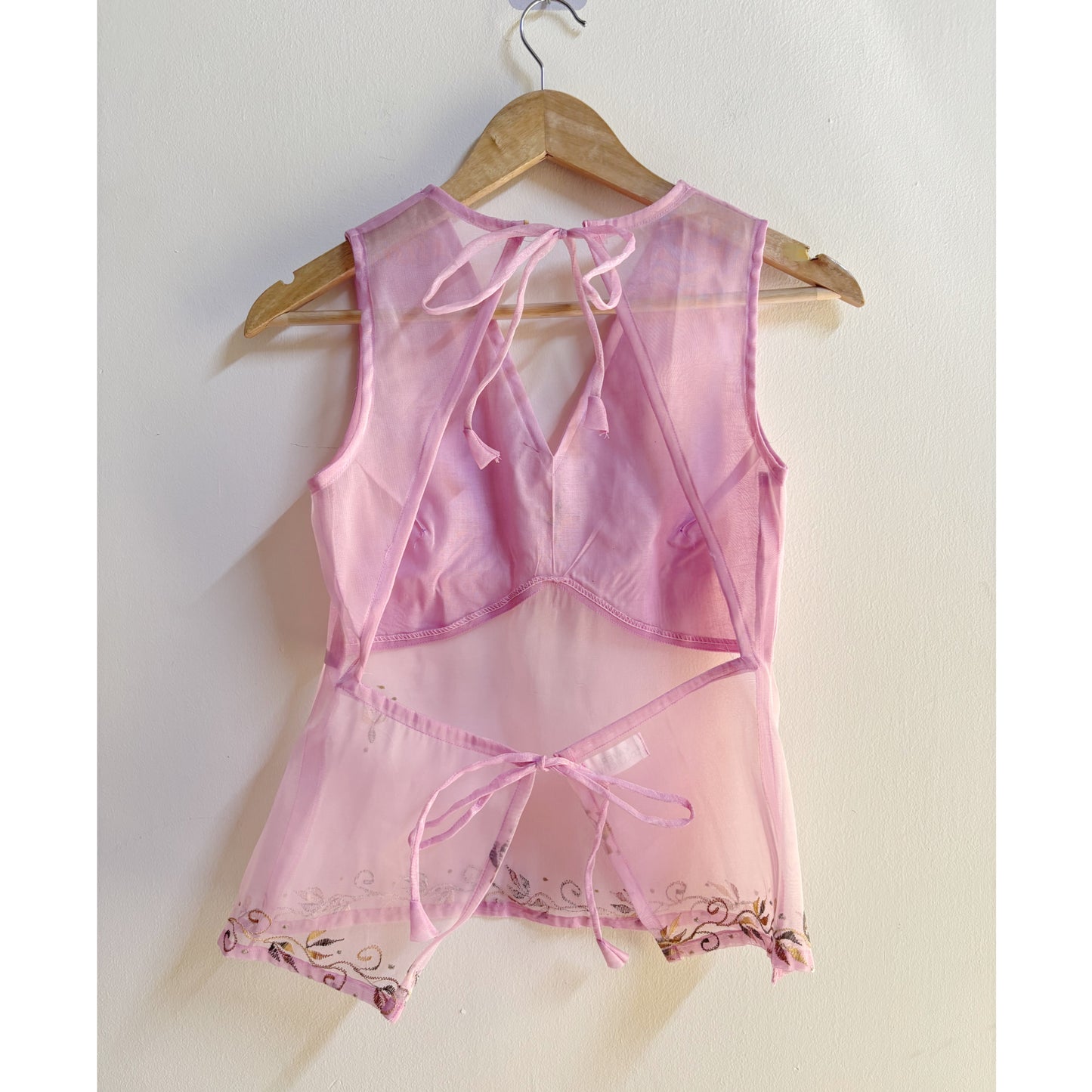 Pink embroidered top