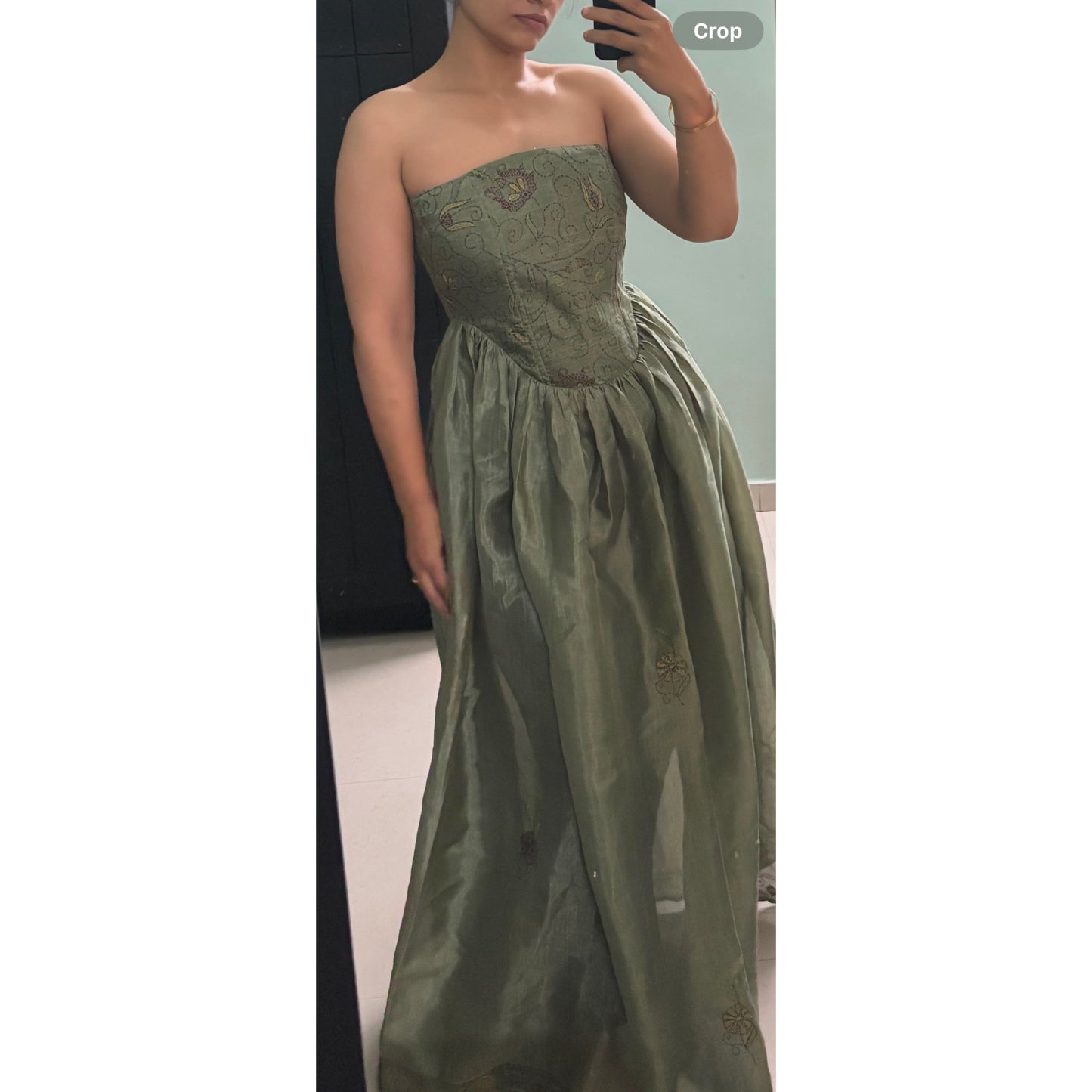 kantha work corset silk dress