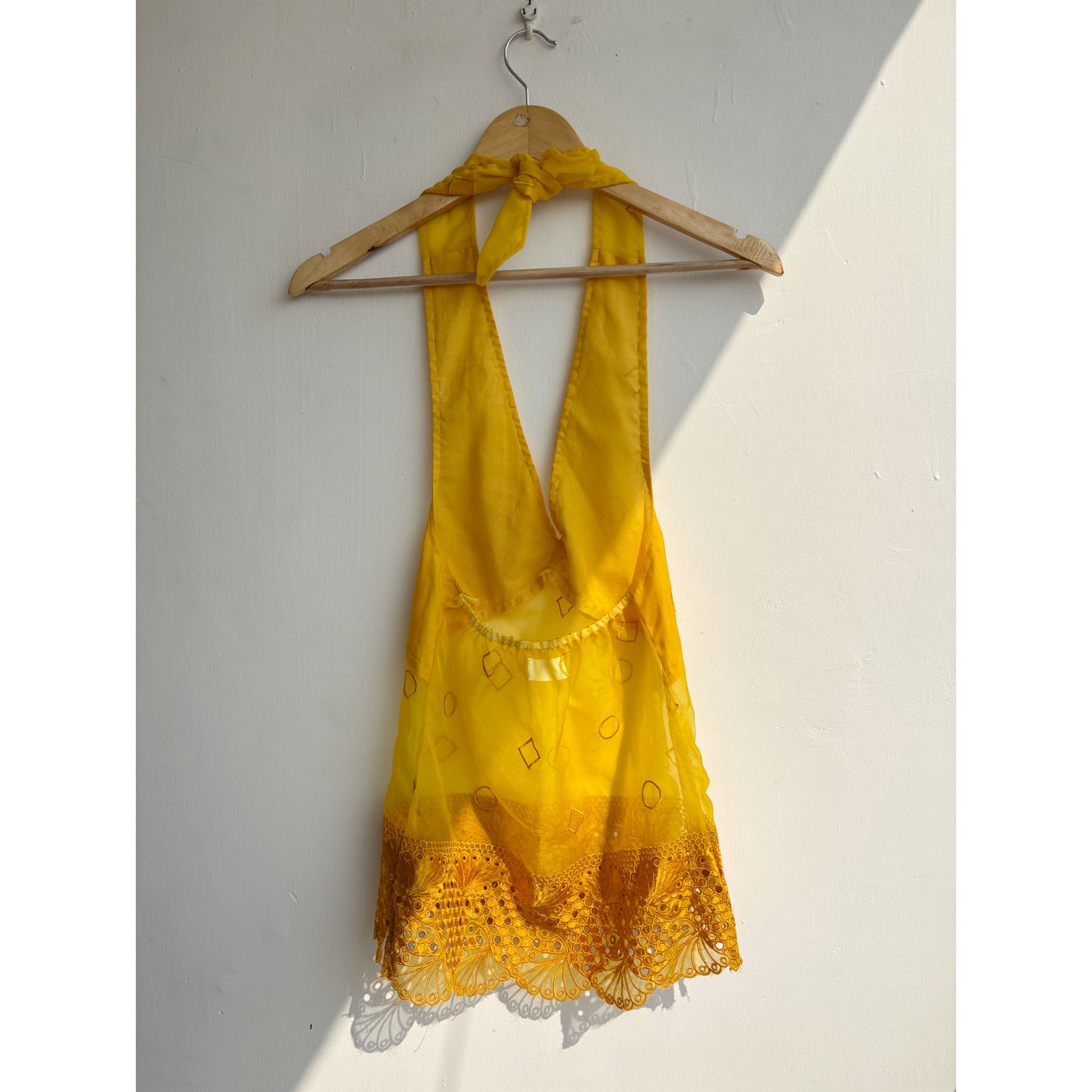 Yellow lacy ends top