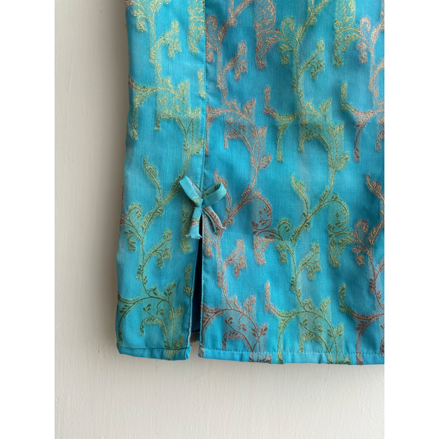 Turquoise Brocade Strapless Top