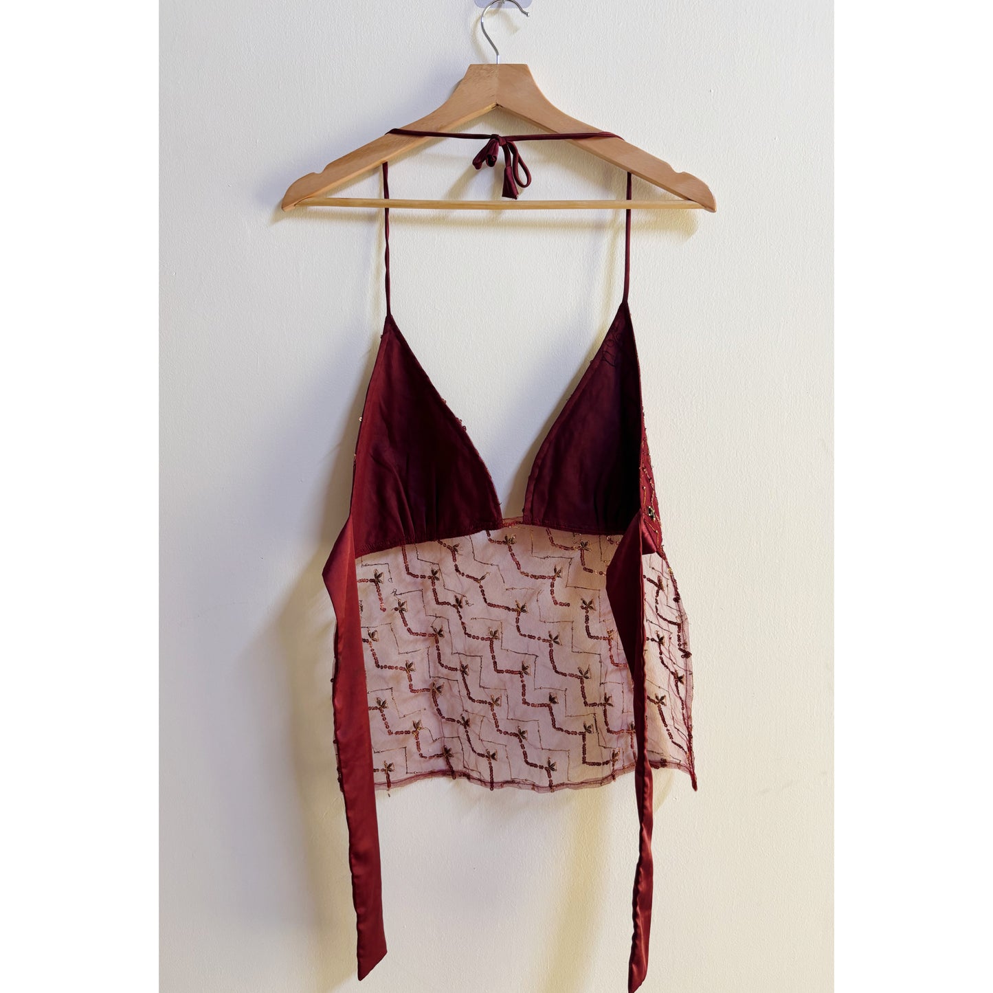 Vintage allure tie embroidered top