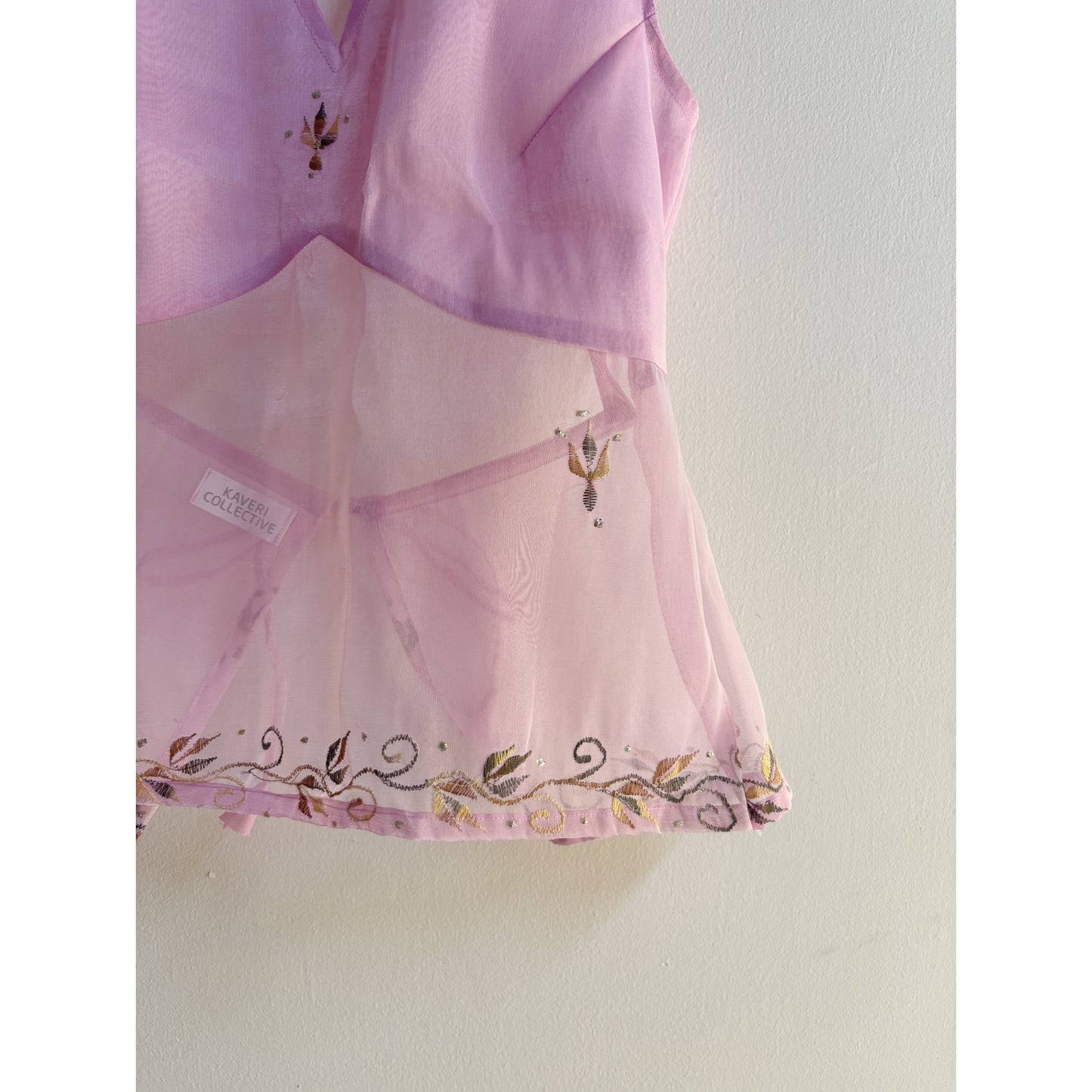 Pink embroidered top