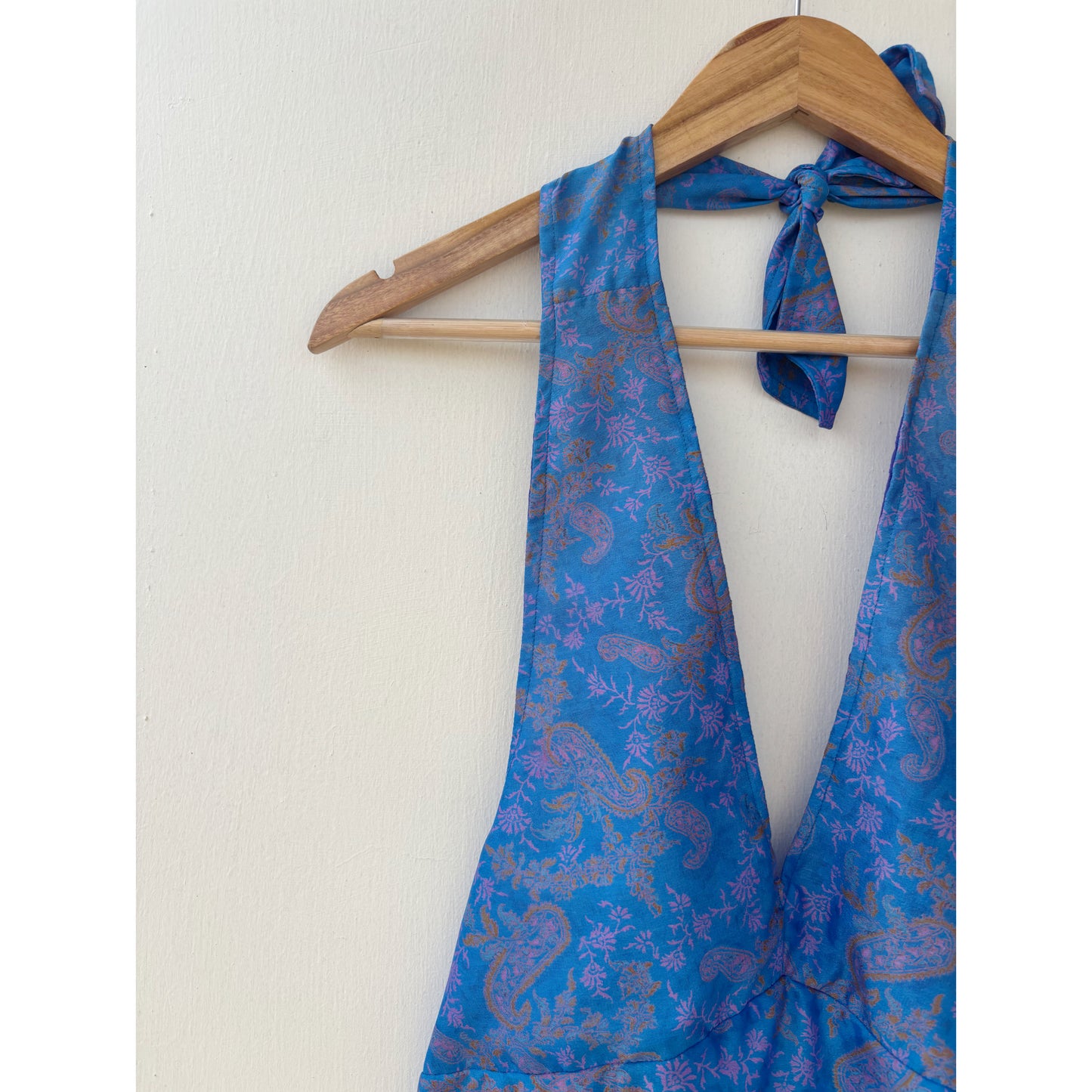 Blue paisley silk top