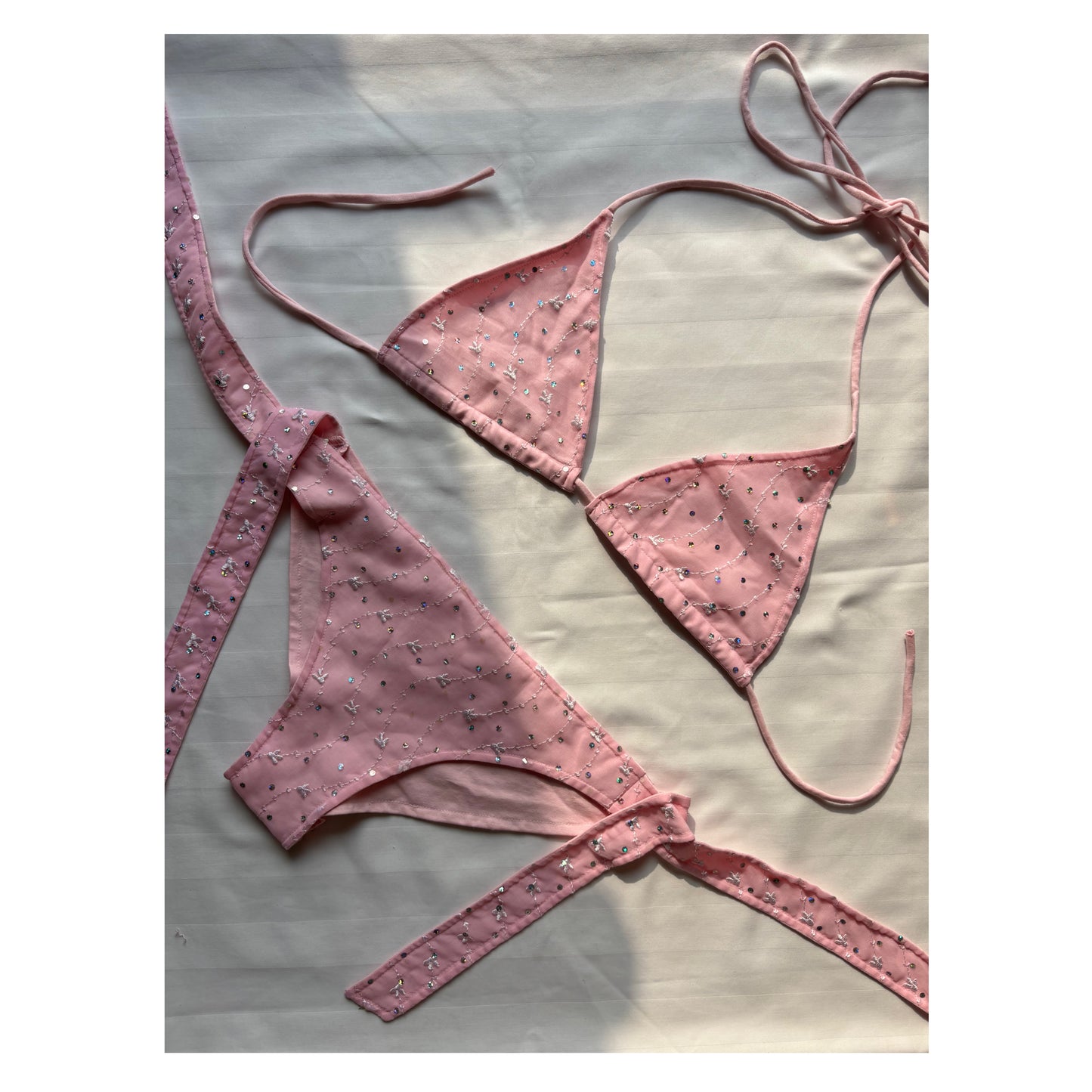 Pink embroidered bikini