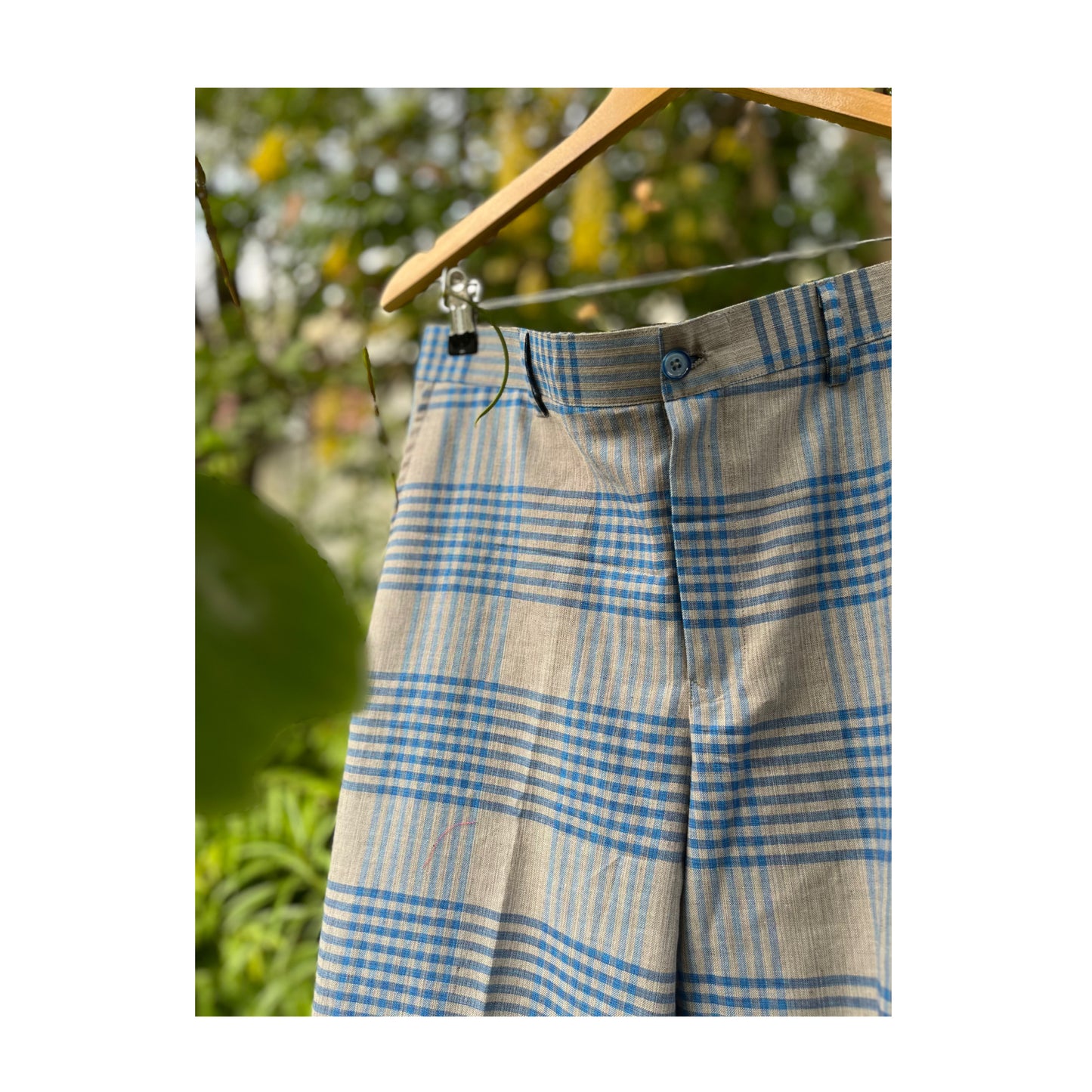 Blue madras checkered pants