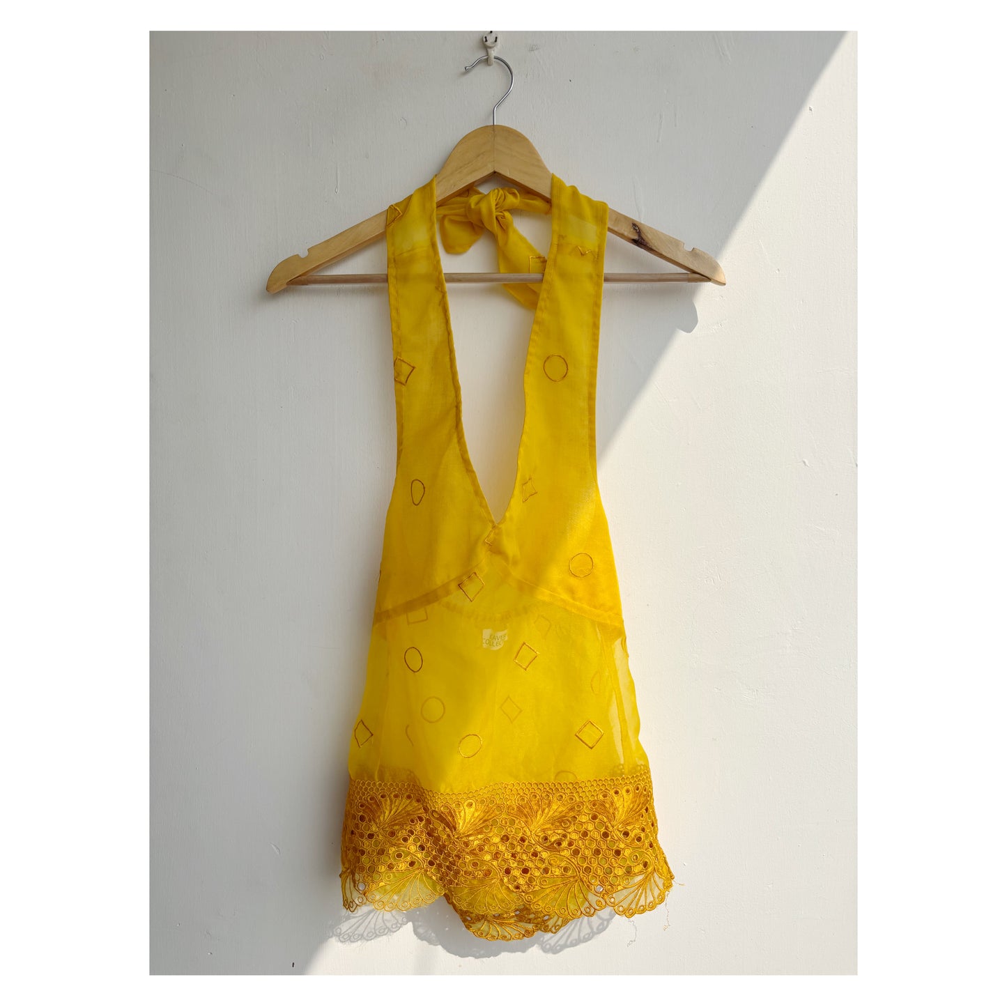 Yellow lacy ends top