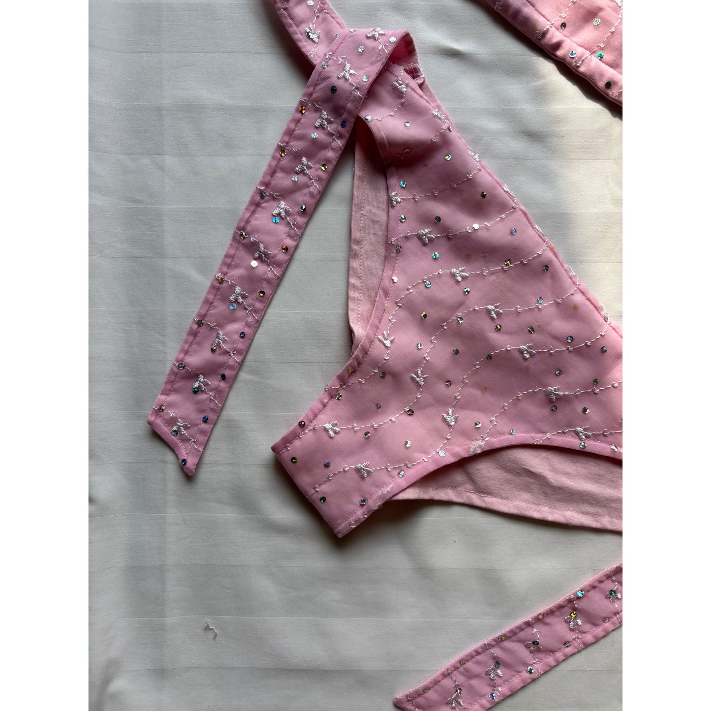 Pink embroidered bikini