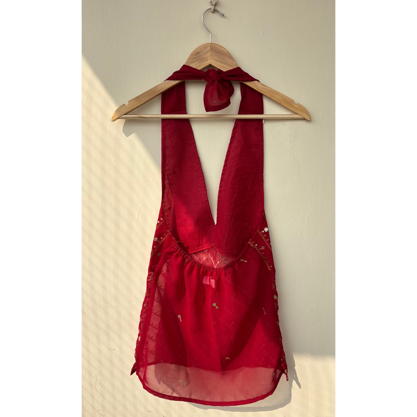 Red celestial halter neck top