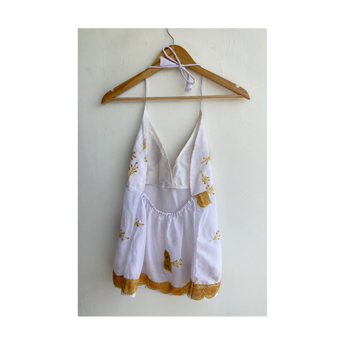White with gota work halter neck