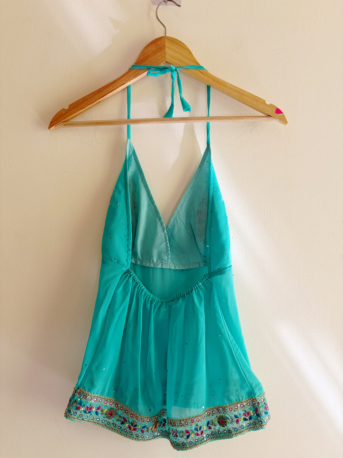 Rama hand embroidery halter neck top