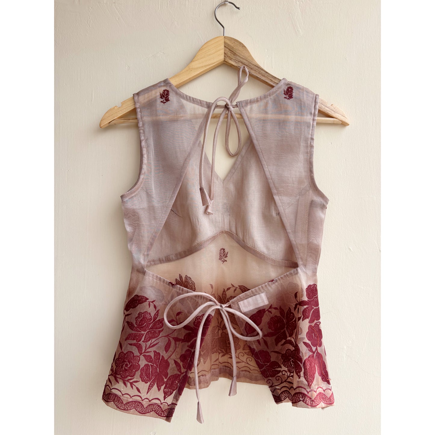Brown with velvet floral top