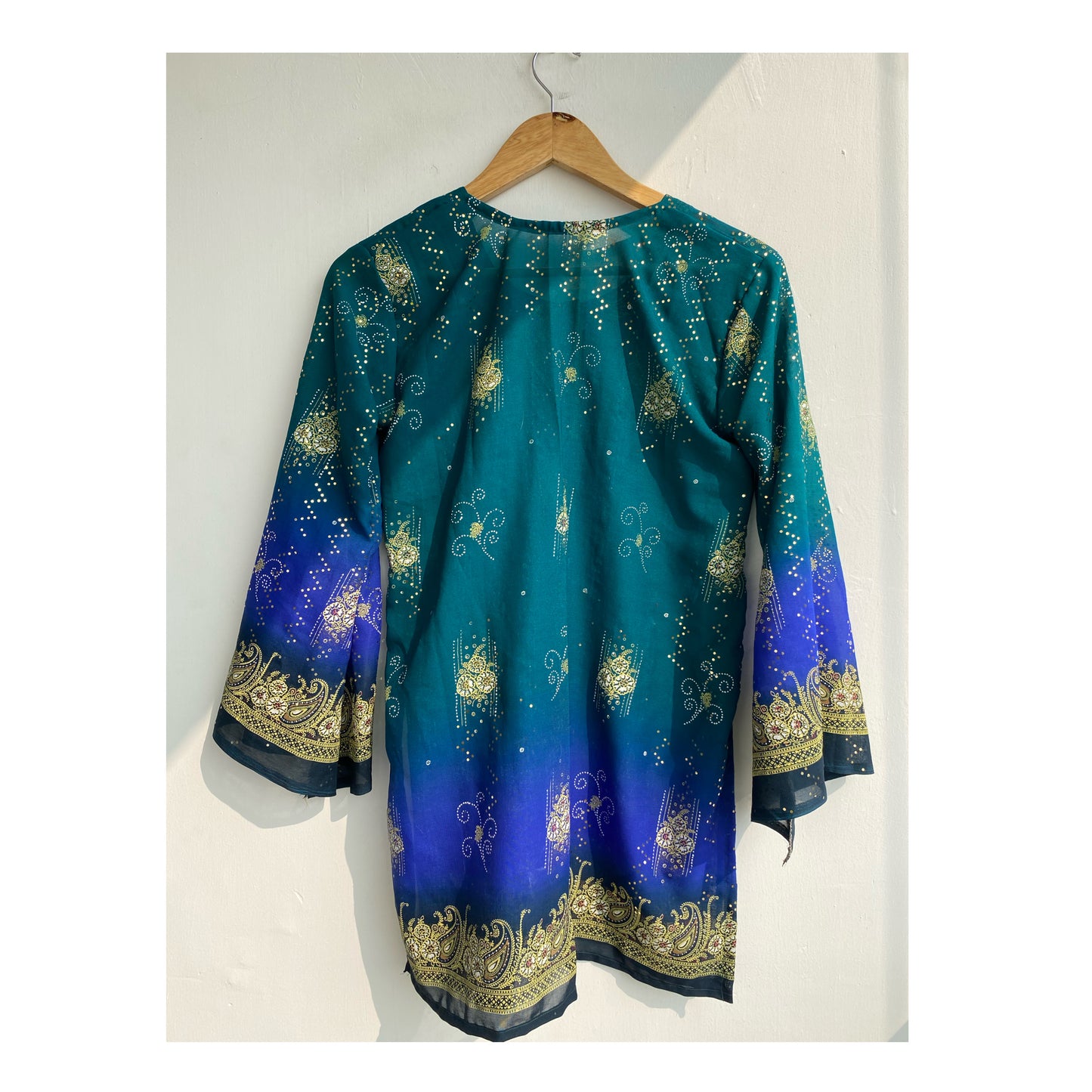 Royal blue green kurta