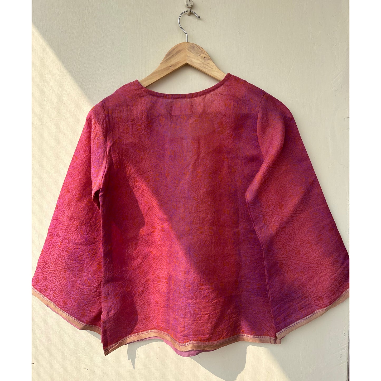 Pink hues with purple self design kurta