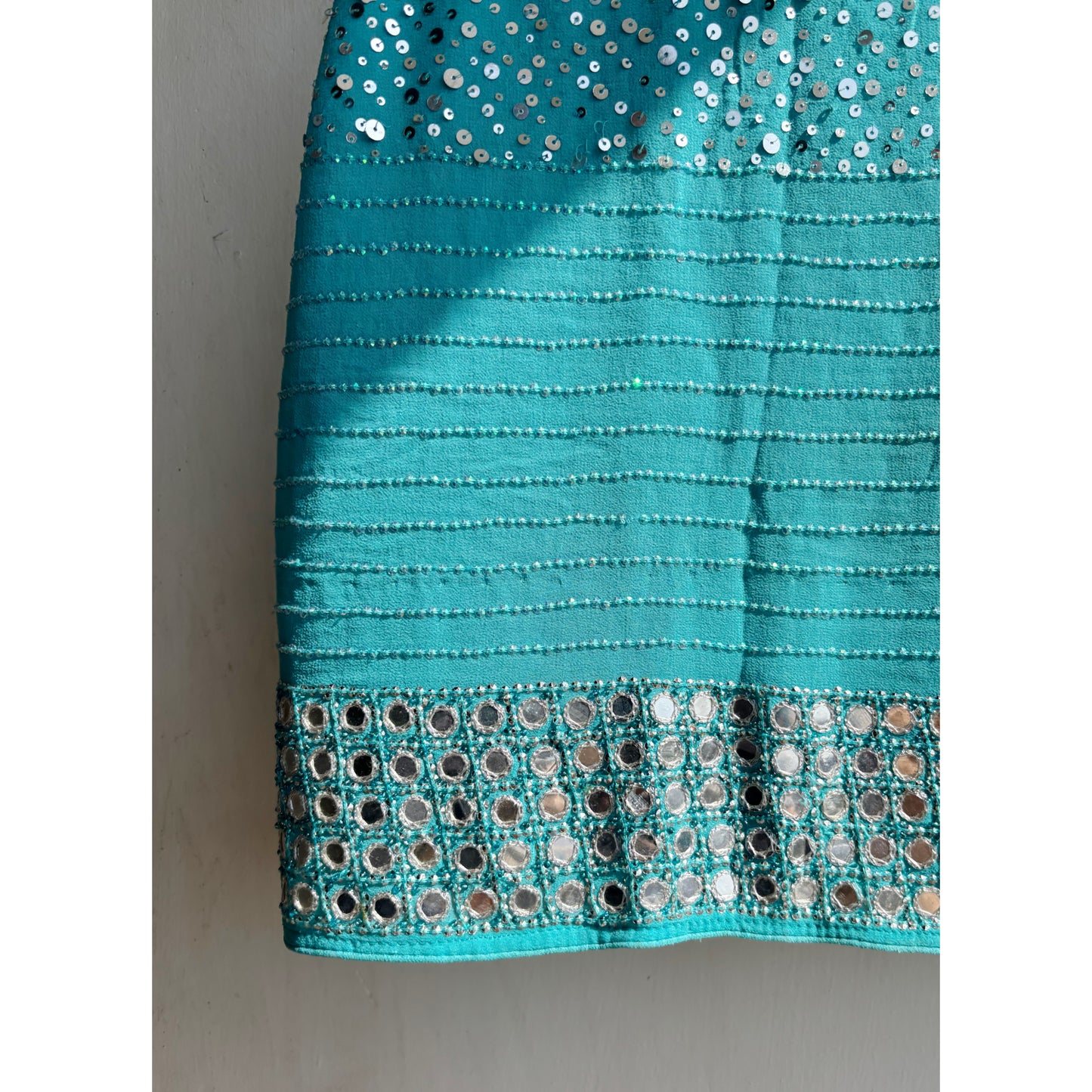 Blue sequin with mirror mini skirt