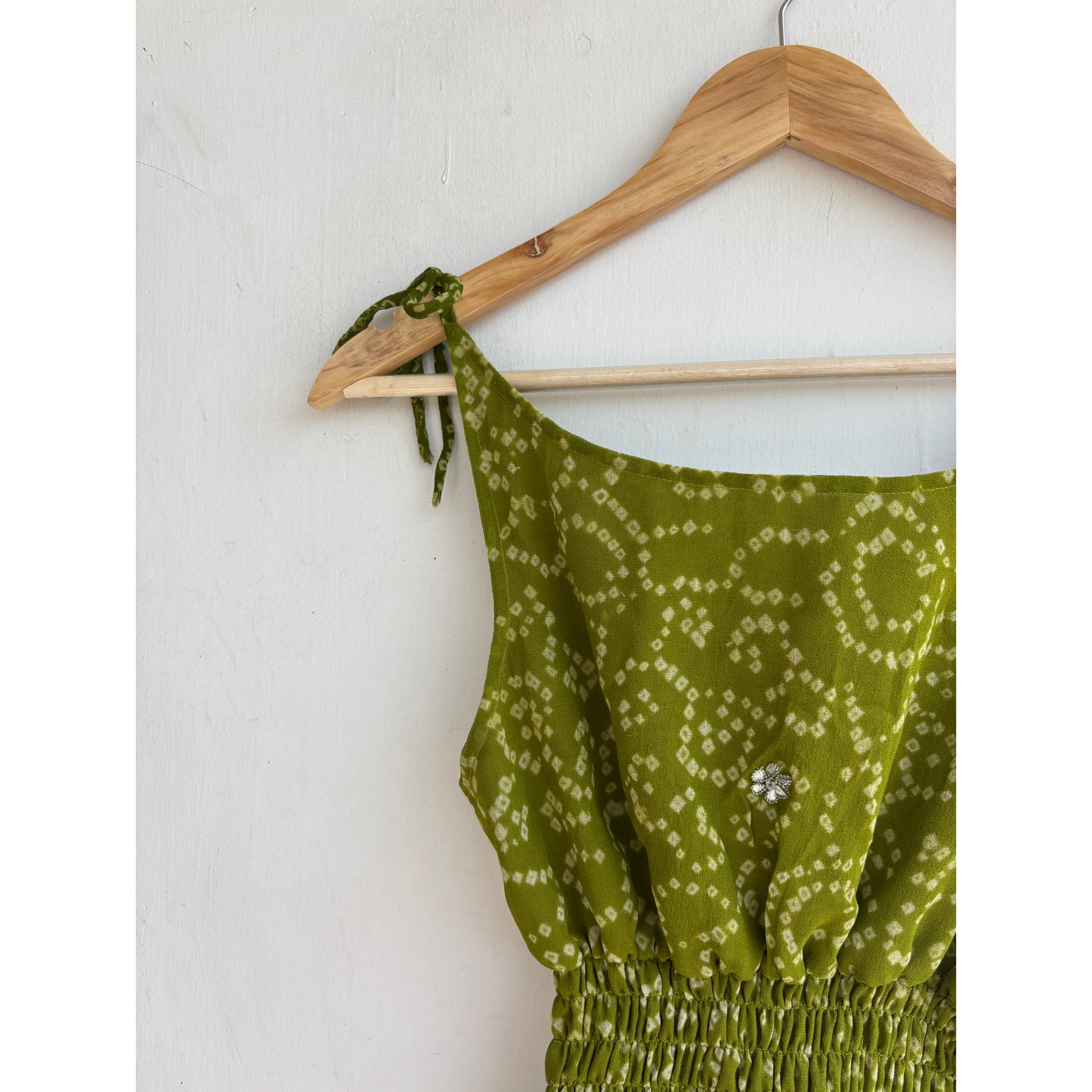 Green bandhani top