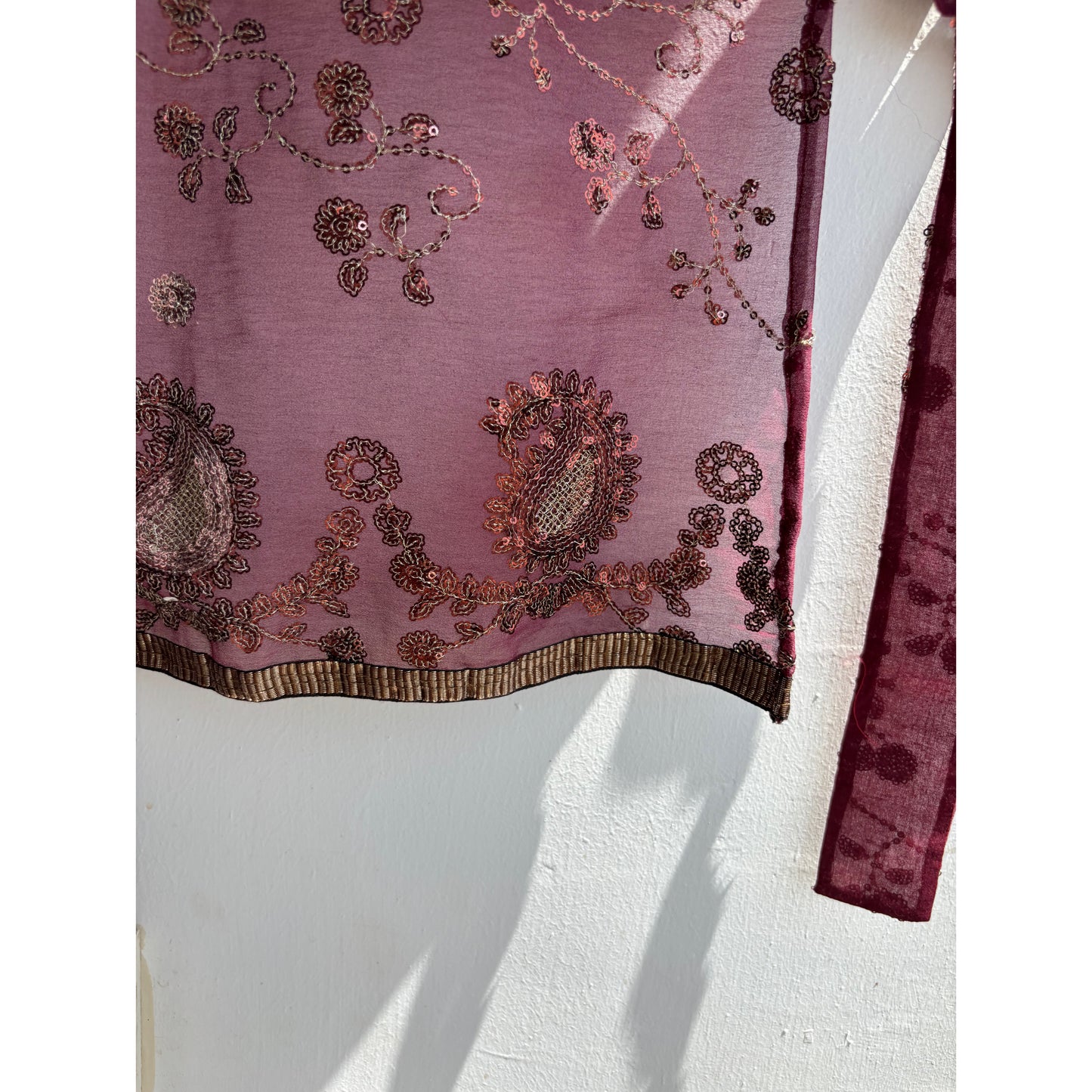 Wine sequins top