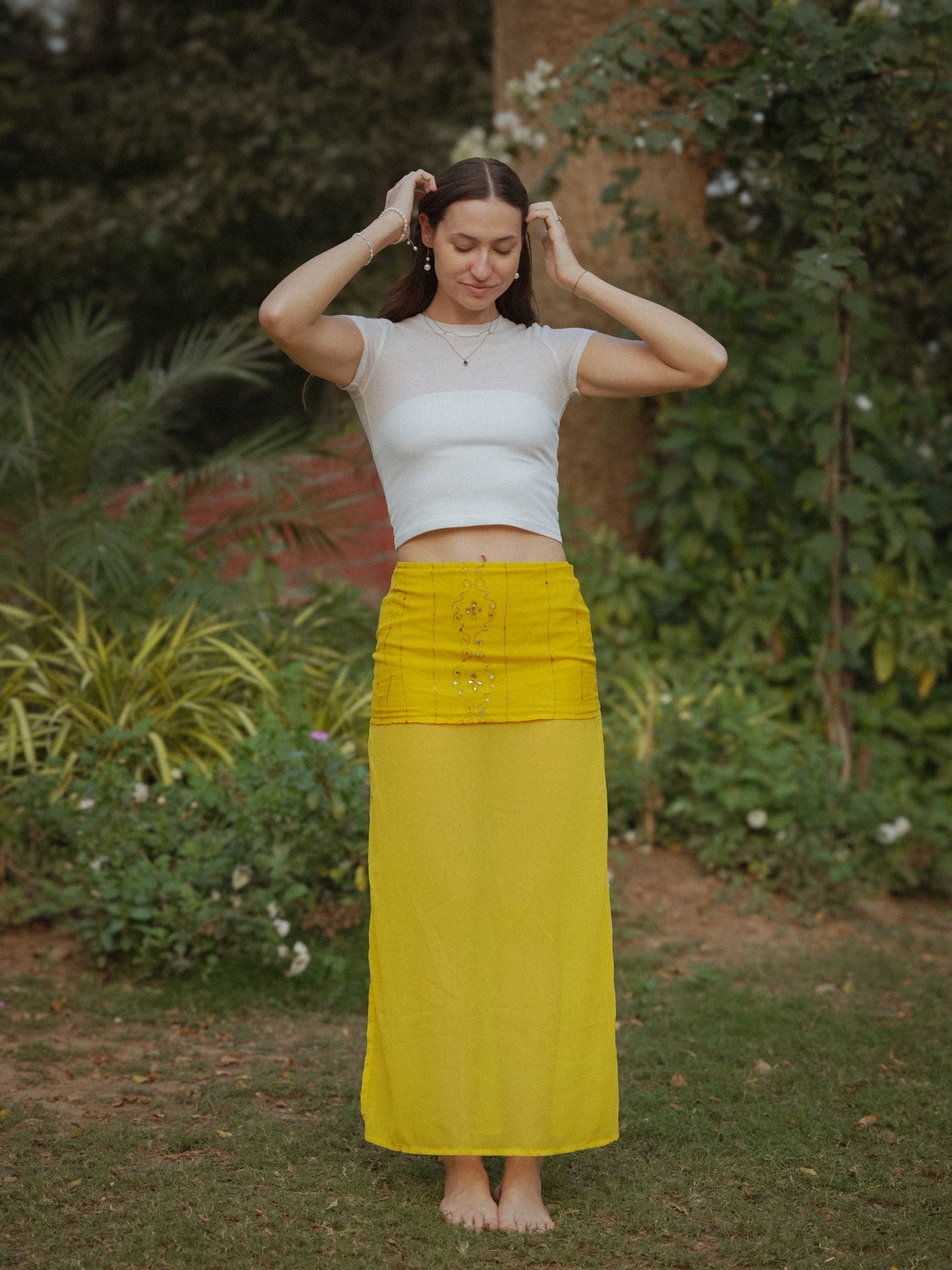 Yellow vintage motif skirt