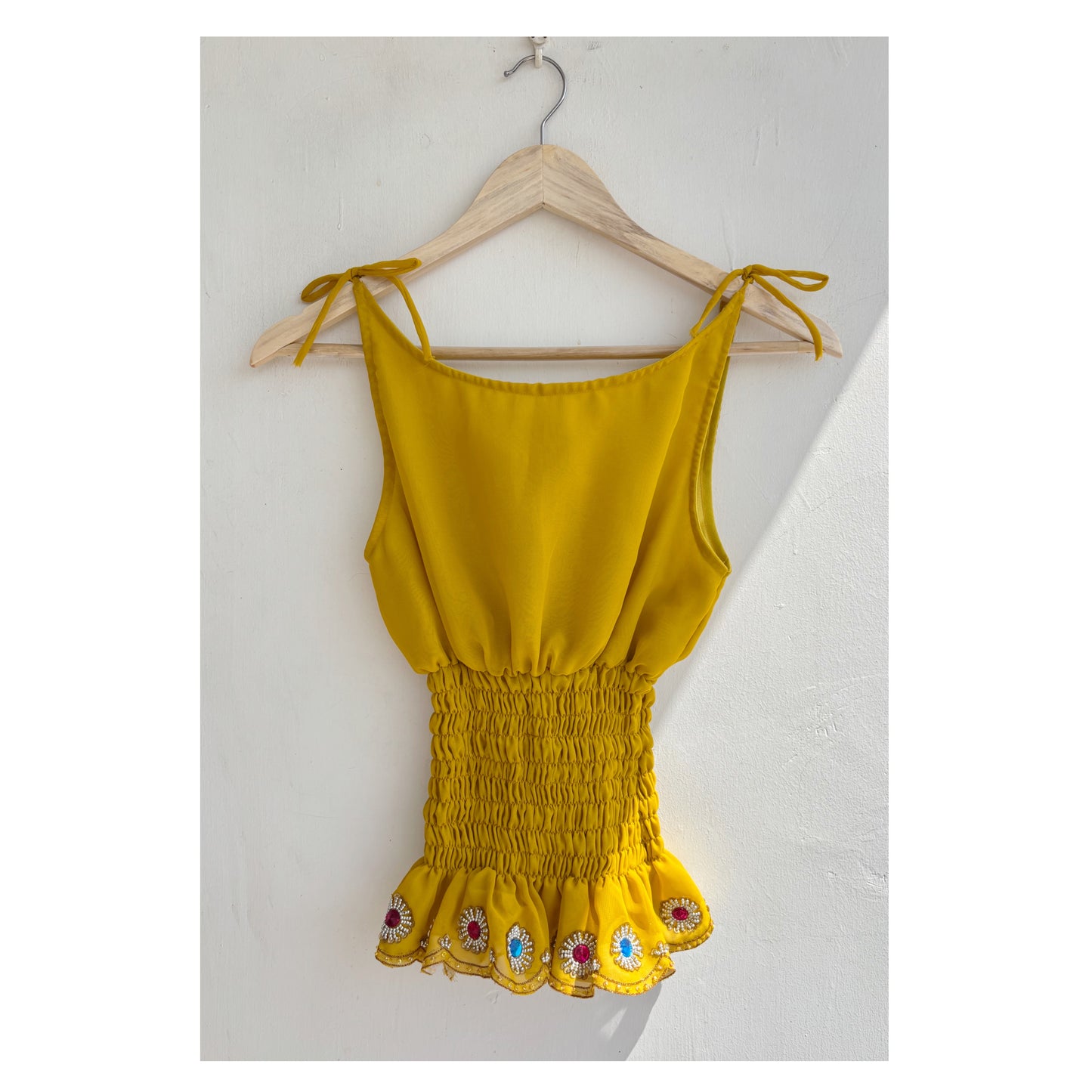 Yellow bead work top