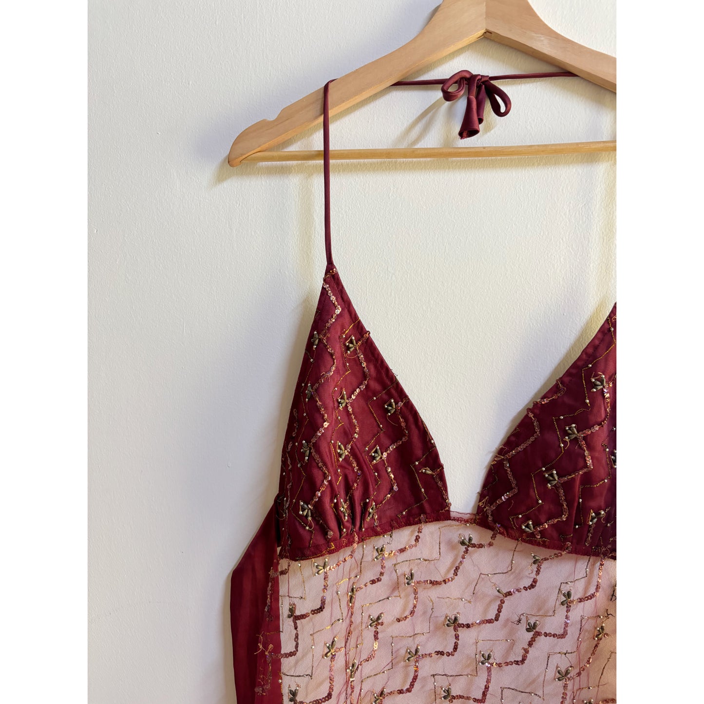 Vintage allure tie embroidered top