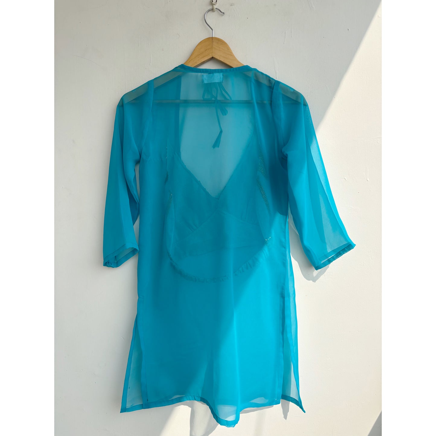 Turquoise gold kurta with bralette