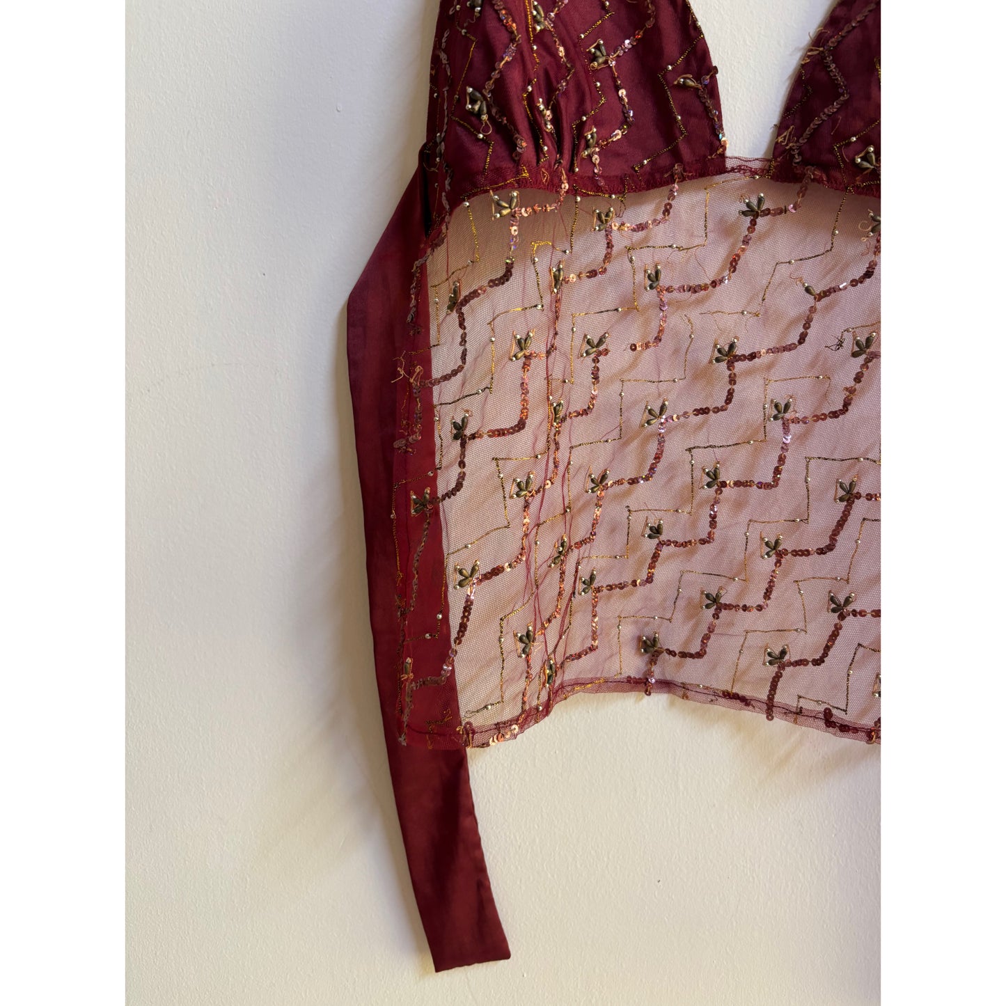 Vintage allure tie embroidered top