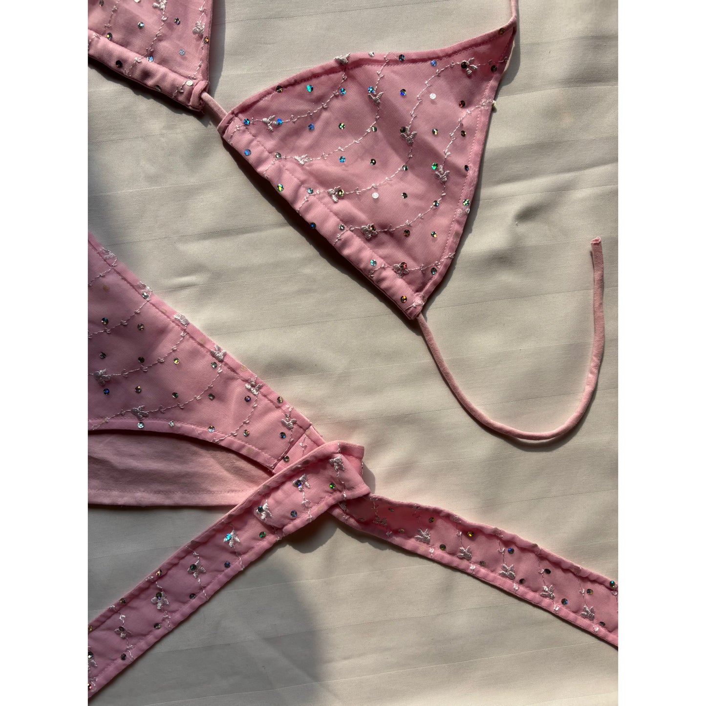 Pink embroidered bikini