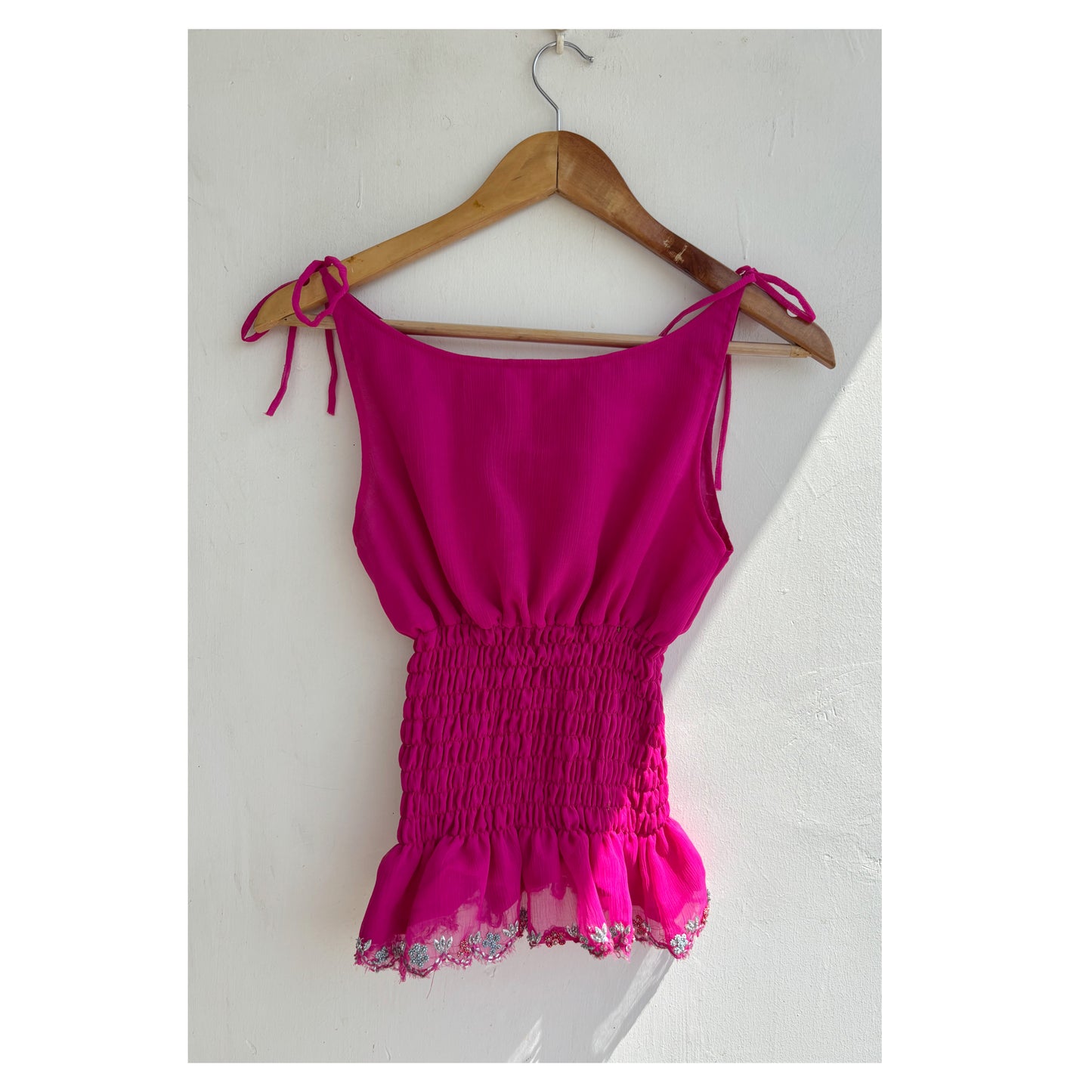 Pink sequins end top