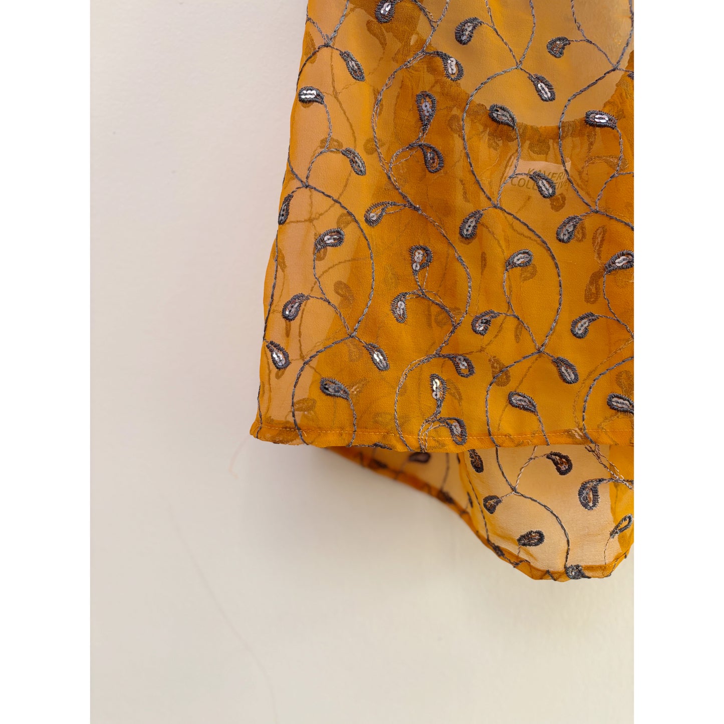 Mustard vintage motif halter neck top