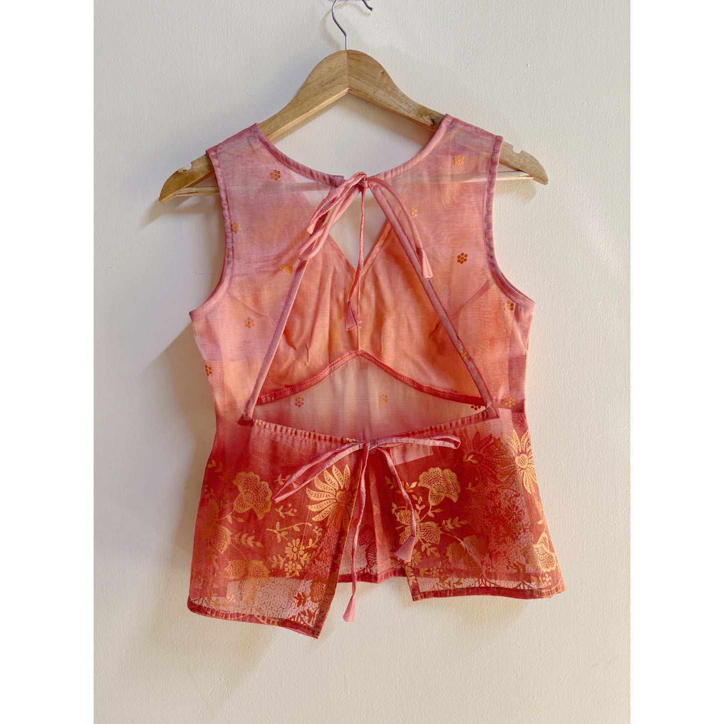 Orange self floral top
