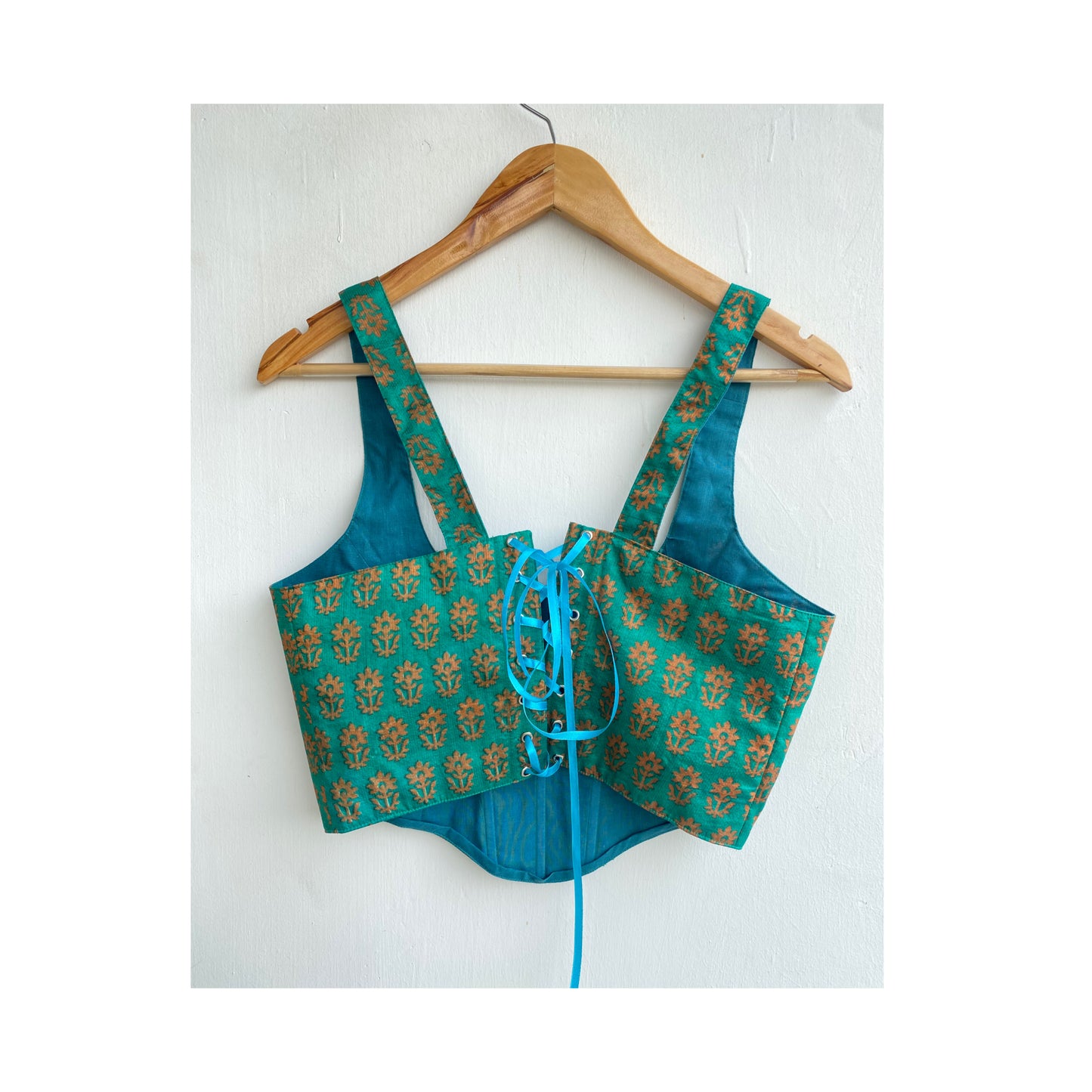 Block printed corset