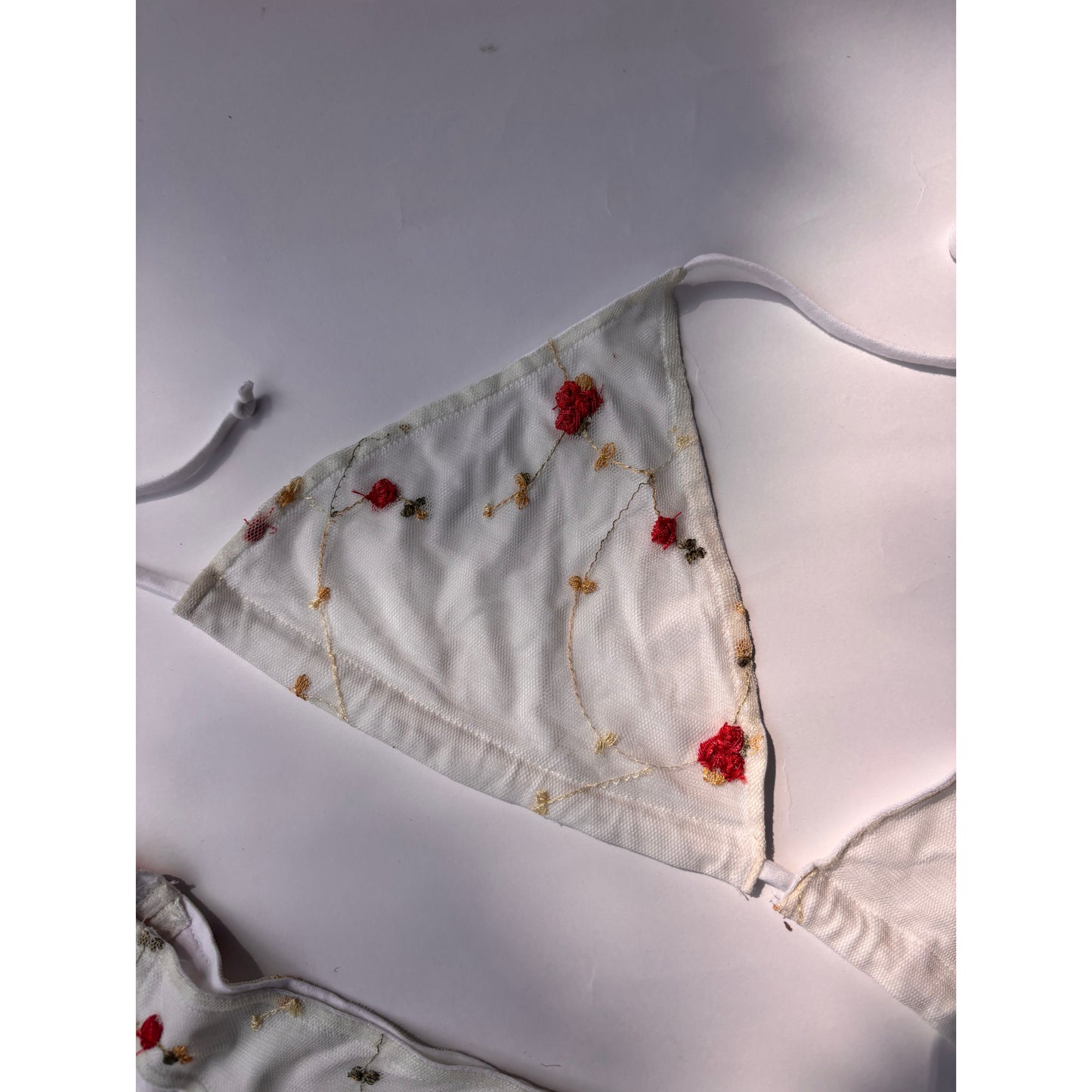 Vintage floral embroidered bikini