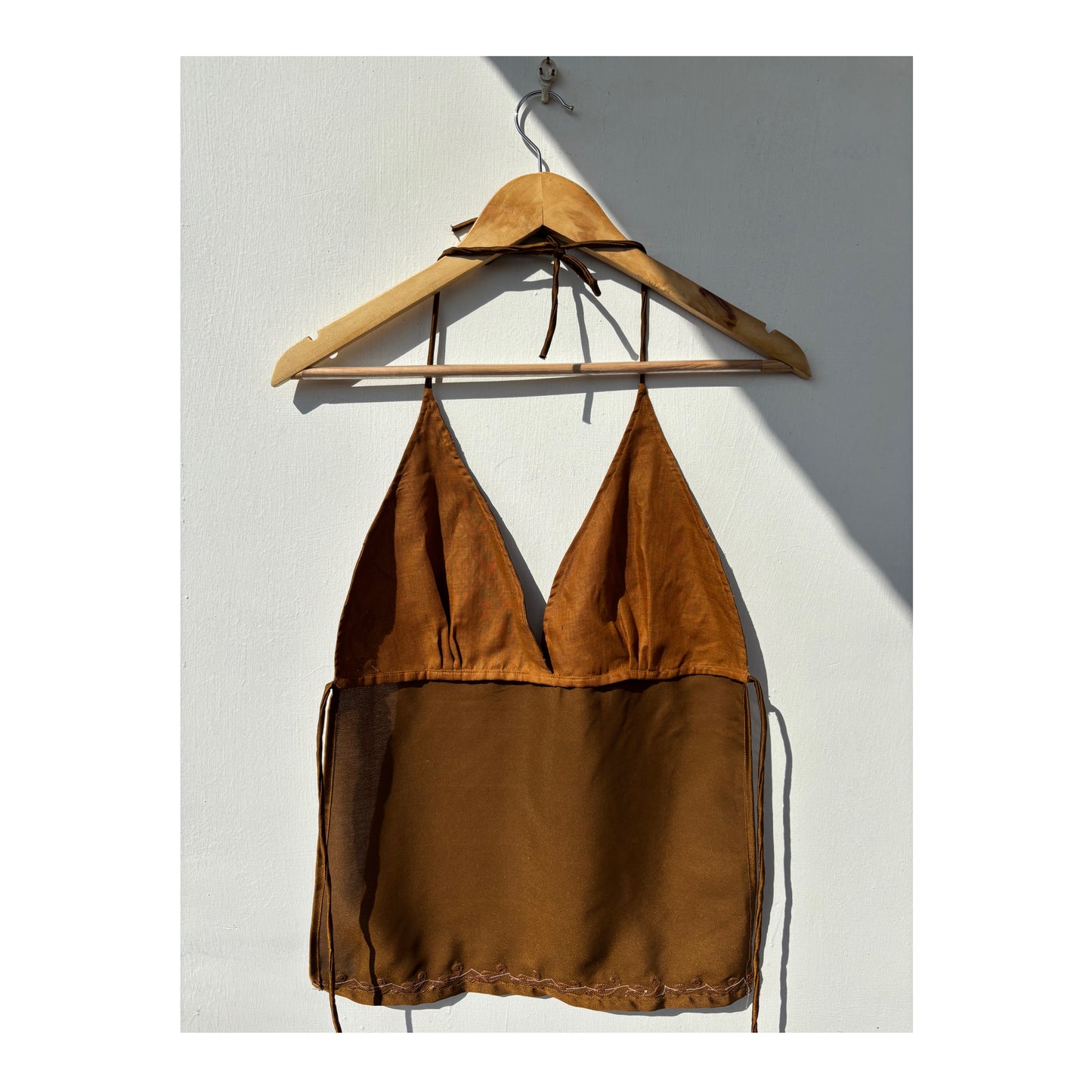 Coffee embroidered top