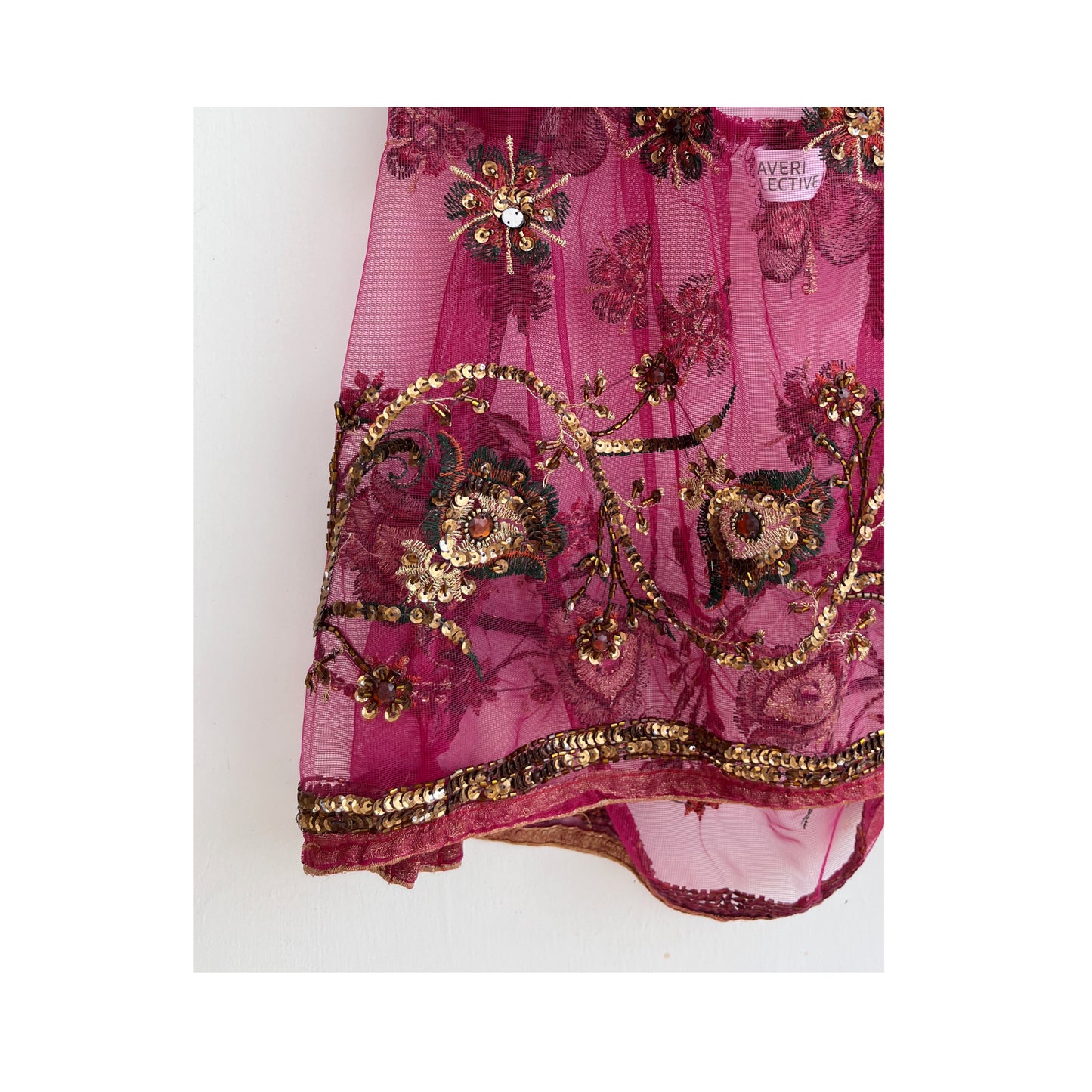 Pink self design with handwork halter neck