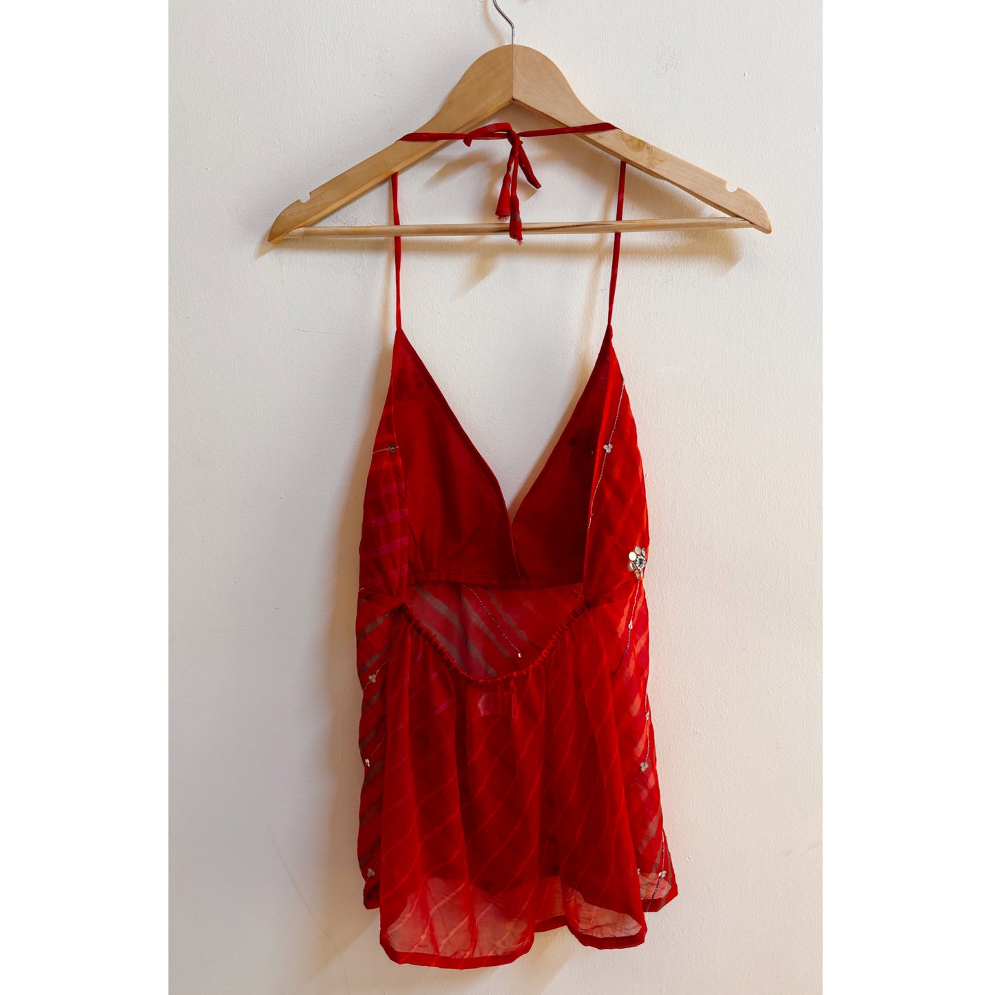 Leheriya mirror work halter neck top