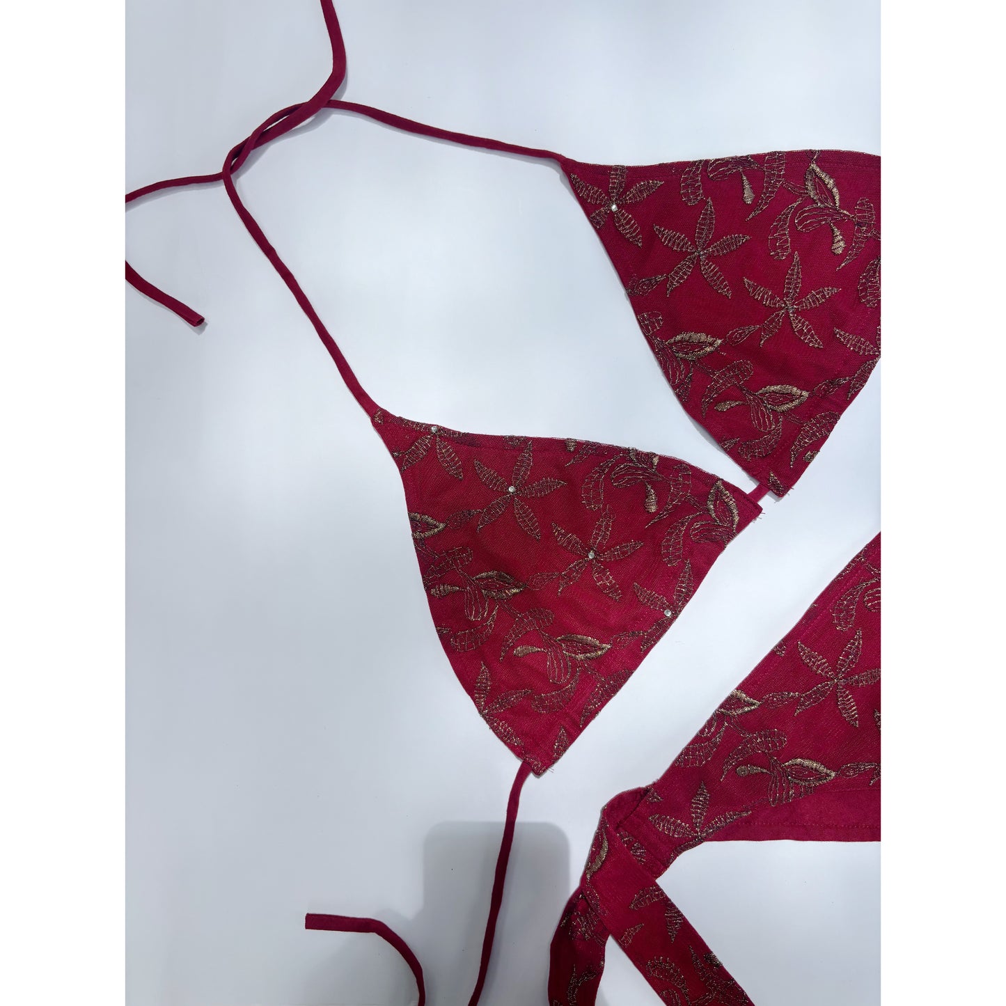 Maroon with golden work bikini
