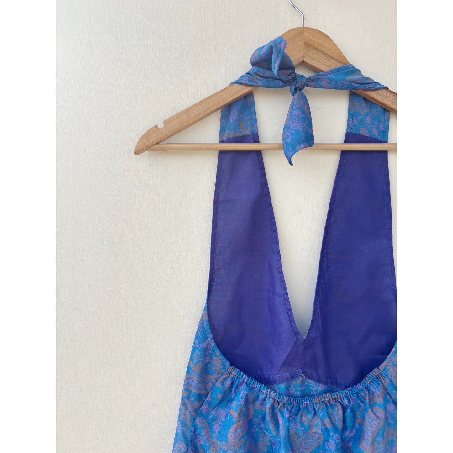 Blue paisley silk top