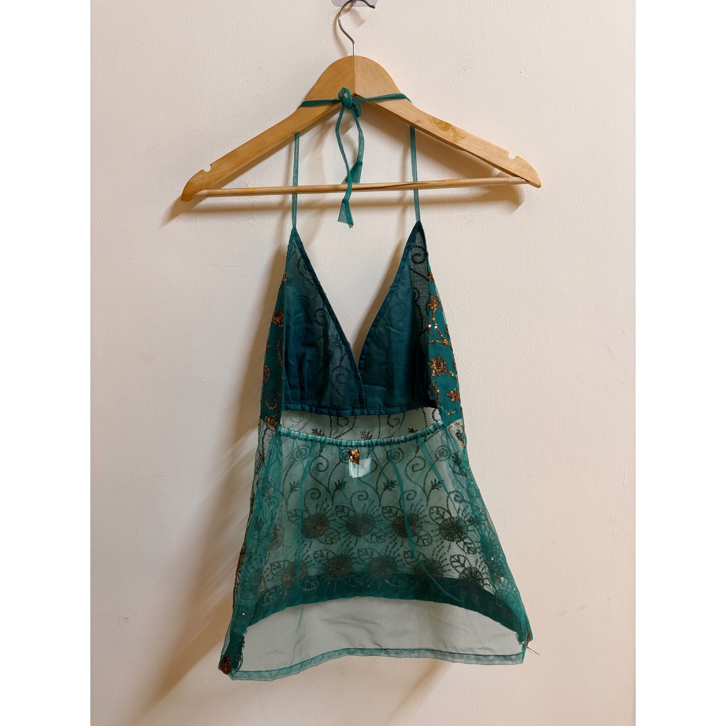 Sea green celestial halter neck top