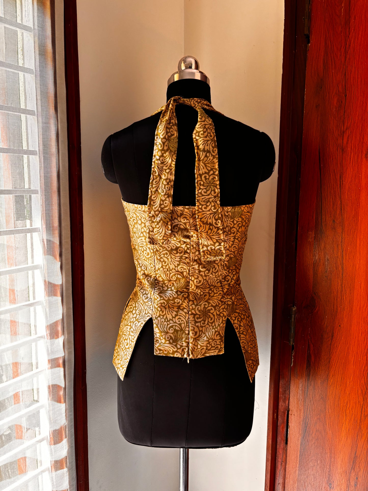 Warm gold olive green corset