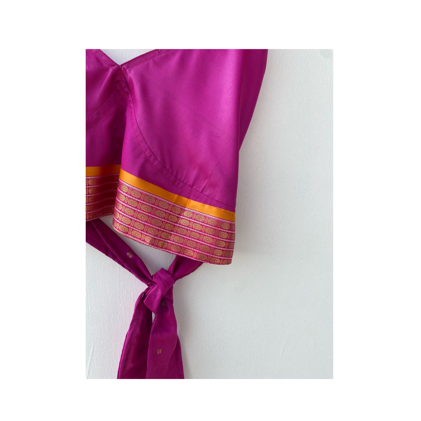 Fuchsia pink with yellow border