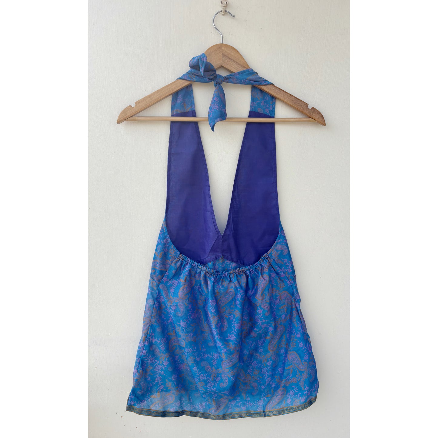 Blue paisley silk top