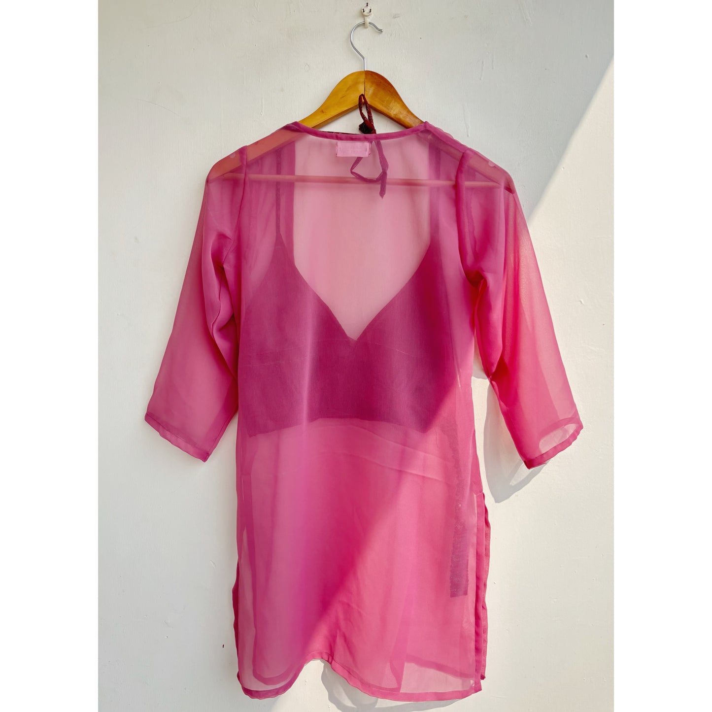 Pink kurta with embroidery bralette