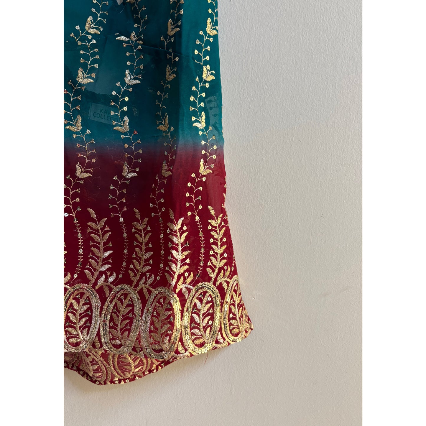 Teal red celestial halter neck top