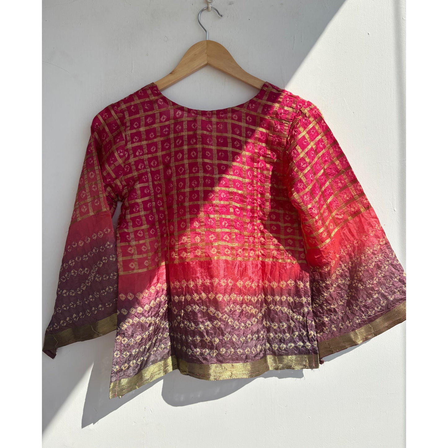 Checkered bandhni kurta