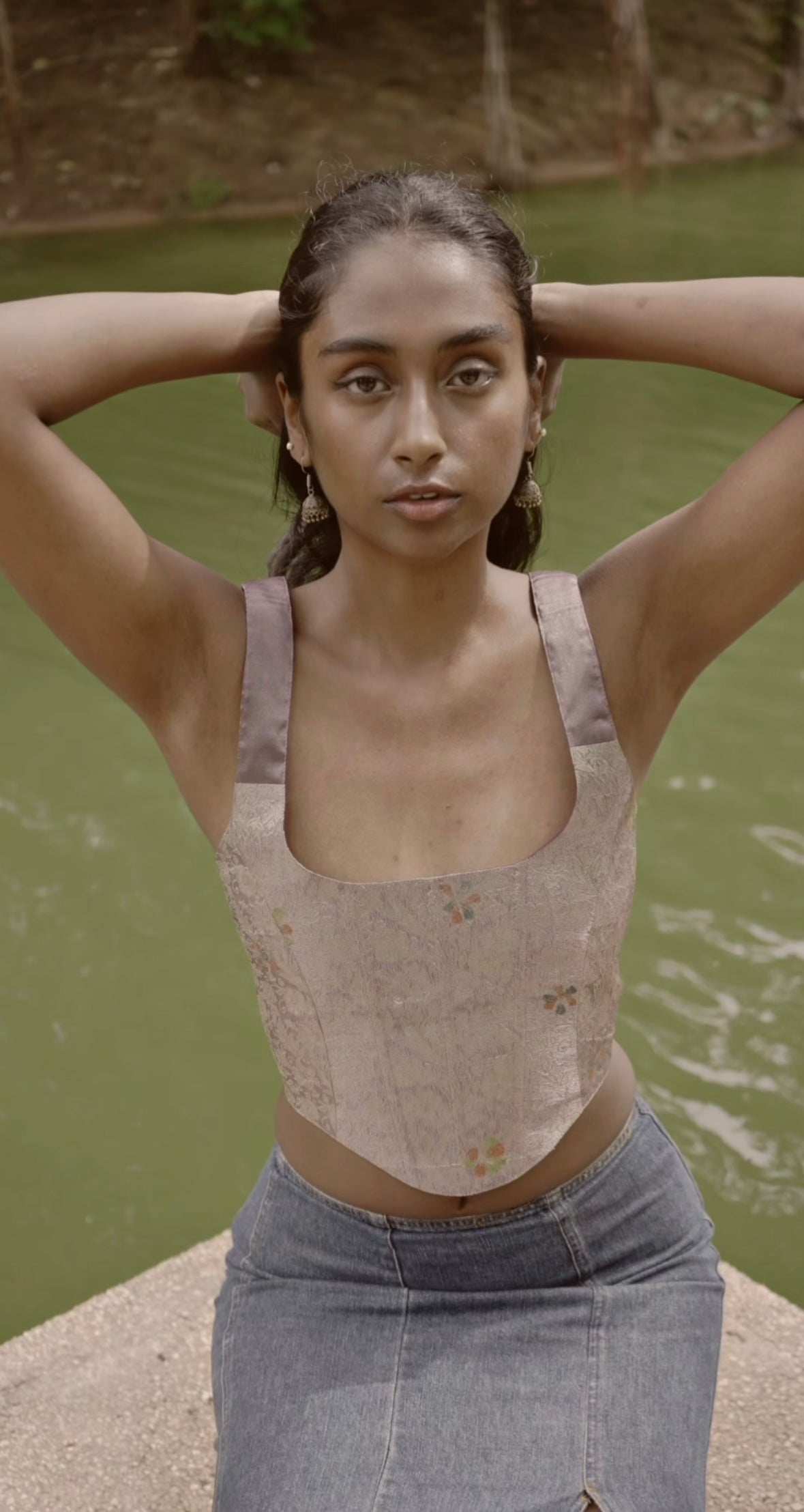 Purple brocade corset