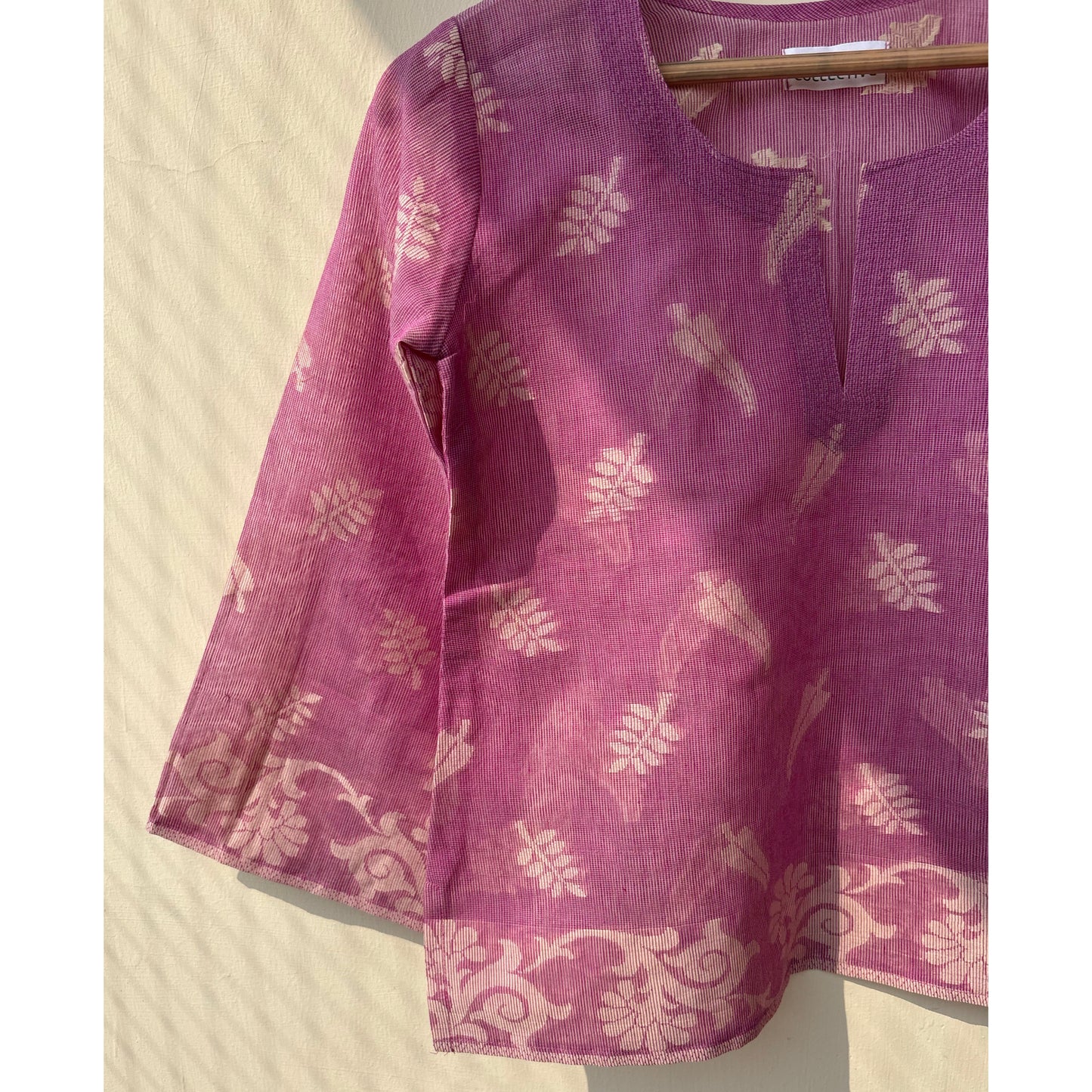Pink baroque border kurta