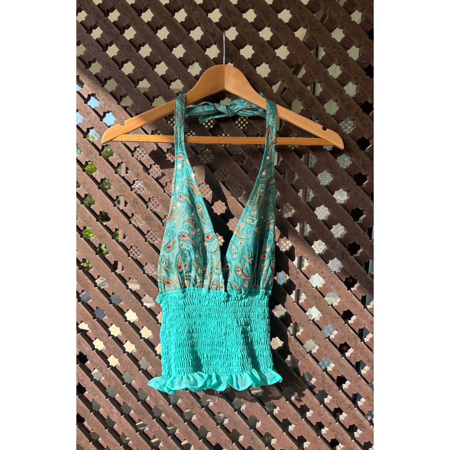 Sage Green Paisley Dream Halter Top
